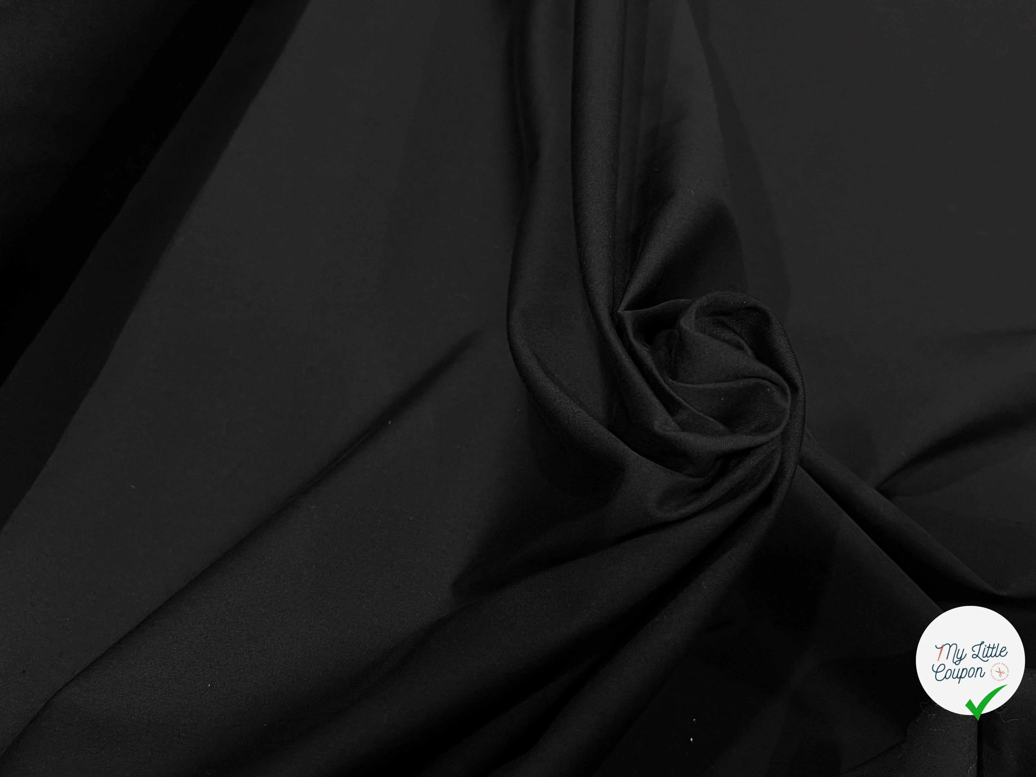 POPELINE LOURDE STRETCH NOIR 98% COTON EFFET CRAQUANT - My Little Coupon
