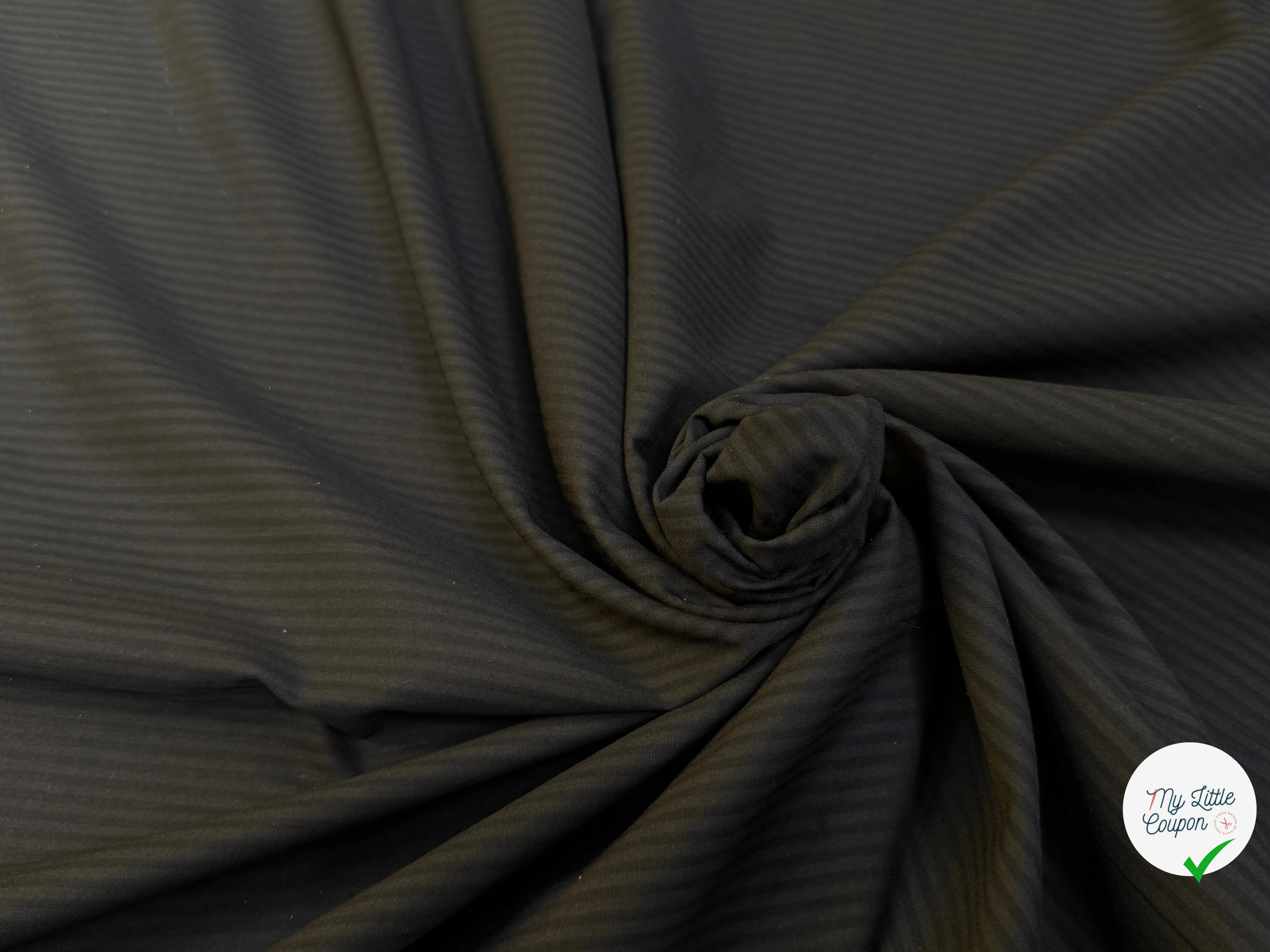 POPELINE POLYCOTON RAYURES TON SUR TON NOIR NOIR - My Little Coupon