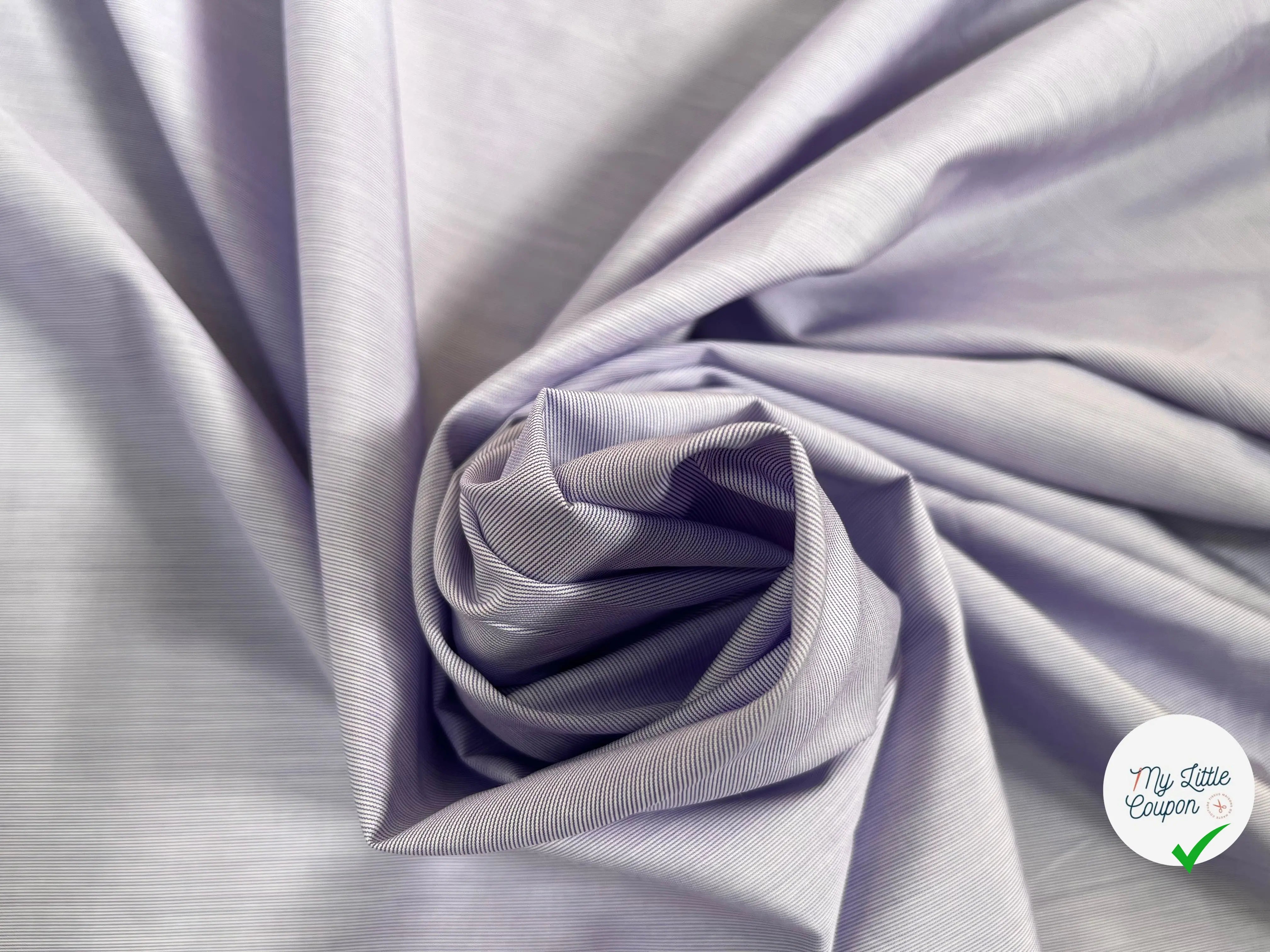 POPELINE RAYURE VIOLET BLANC - My Little Coupon