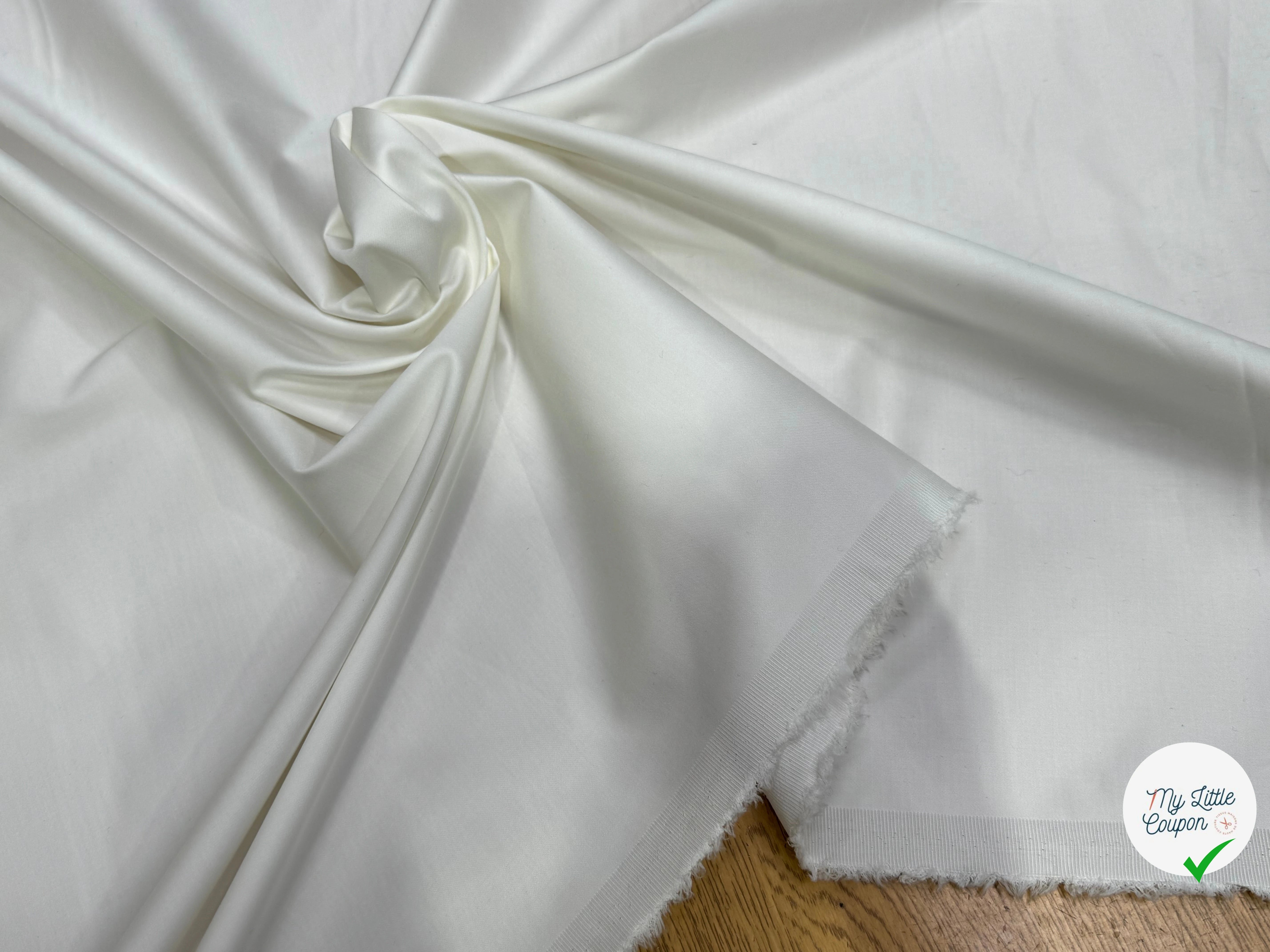 POPELINE SATIN DE COTON ULTRA BEAU BLANC CASSÉ STRETCH - My Little Coupon