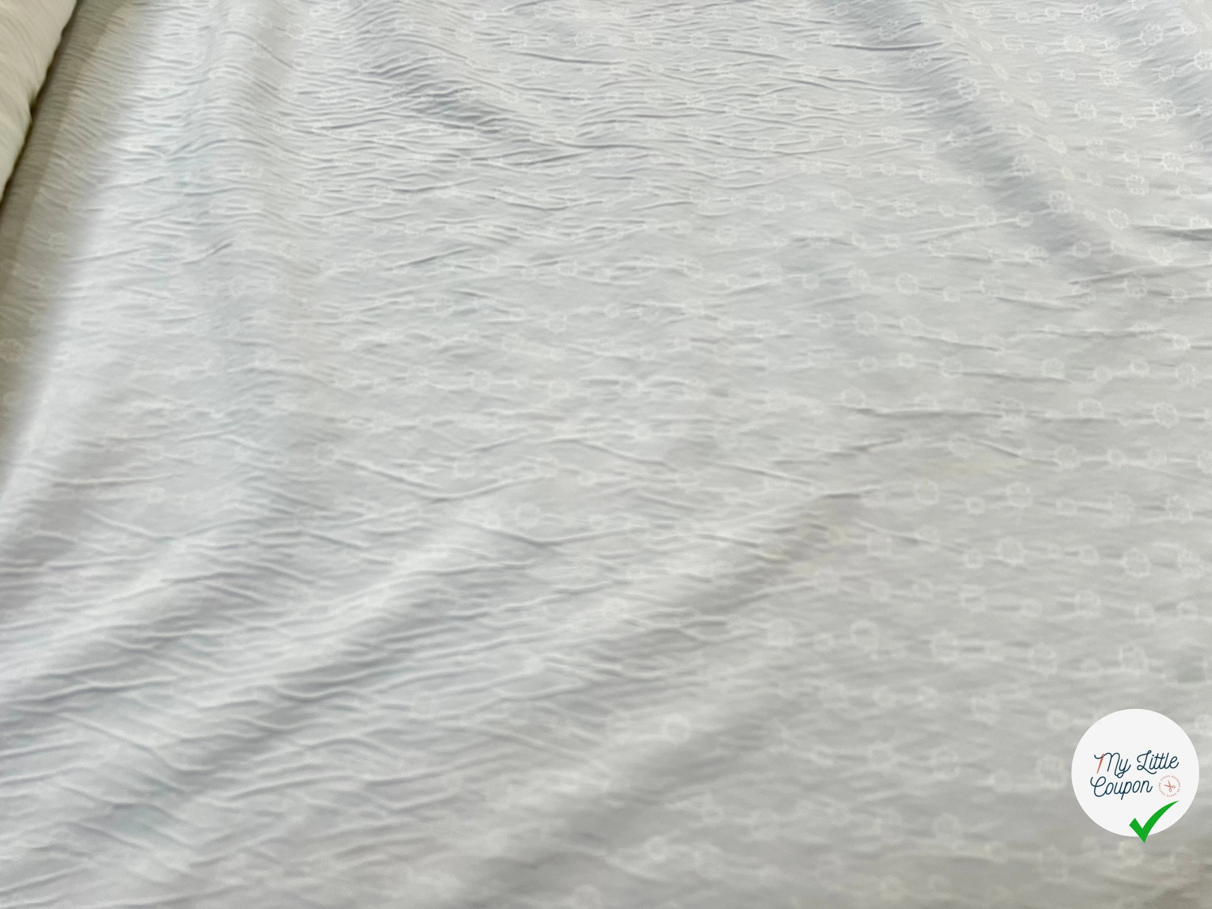 POPELINE STRETCH VISCOSE SOIE BLANCHE MOTIF ROCASE FLEUR - My Little Coupon