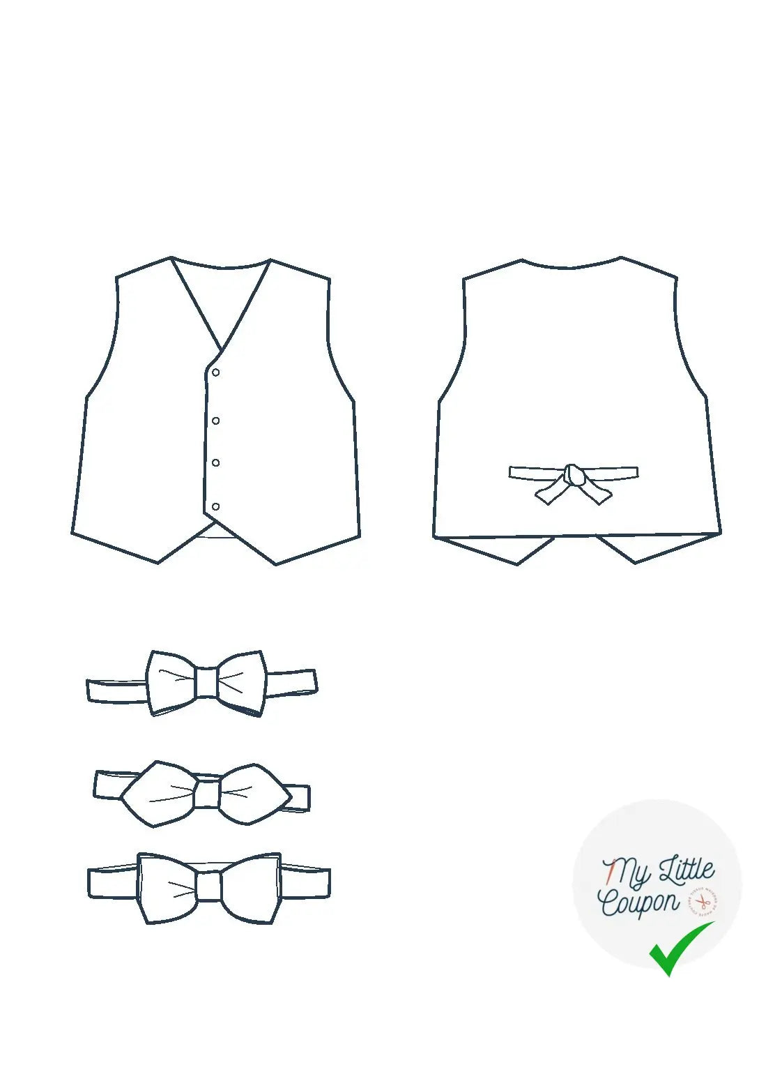 Patron de gilet et nœud papillon Hippolyte - L'Enfant Roi - My Little Coupon