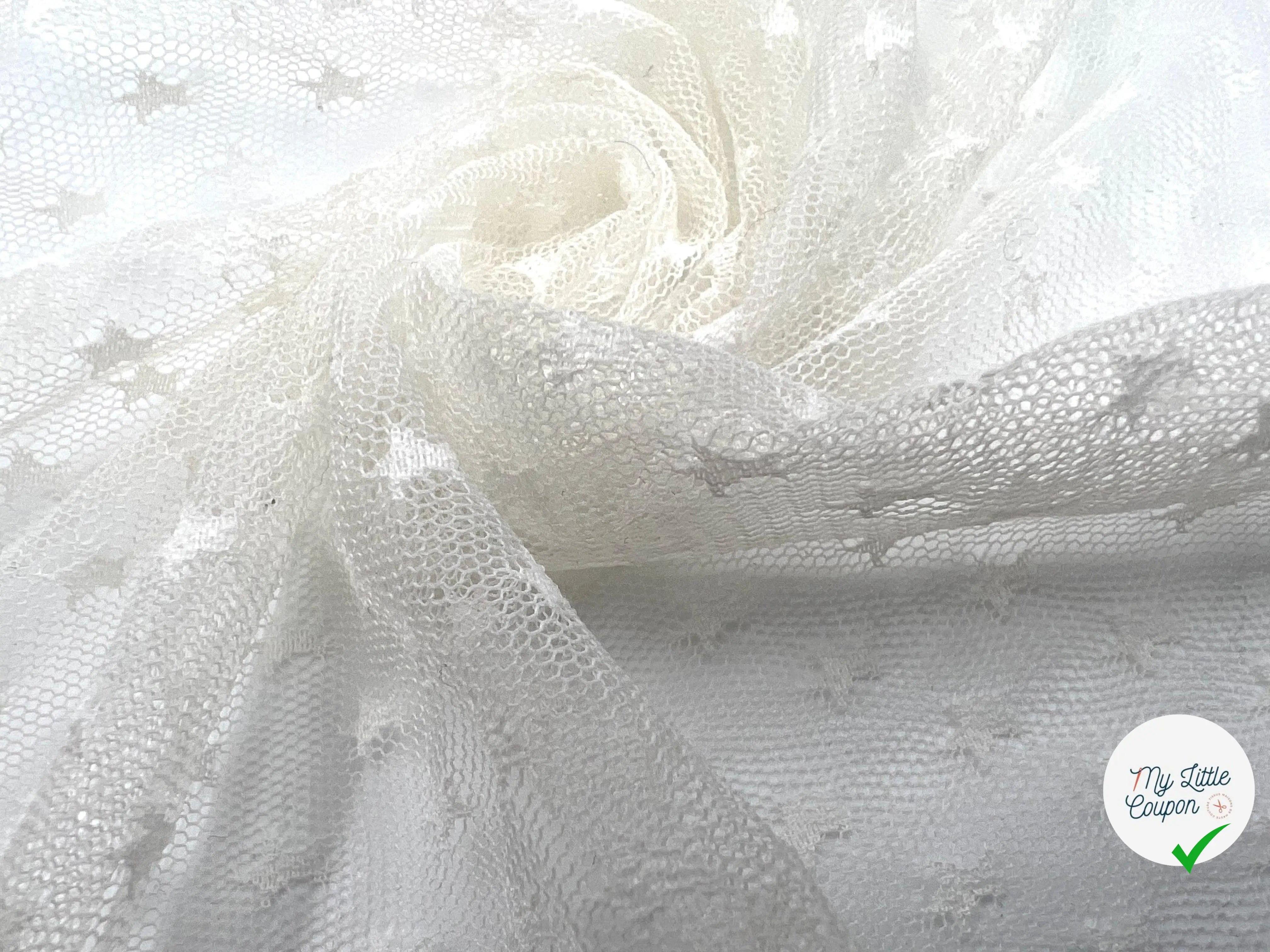RÉSILLE JACQUARD ÉTOILE BLANC - My Little Coupon - tissu - coudre