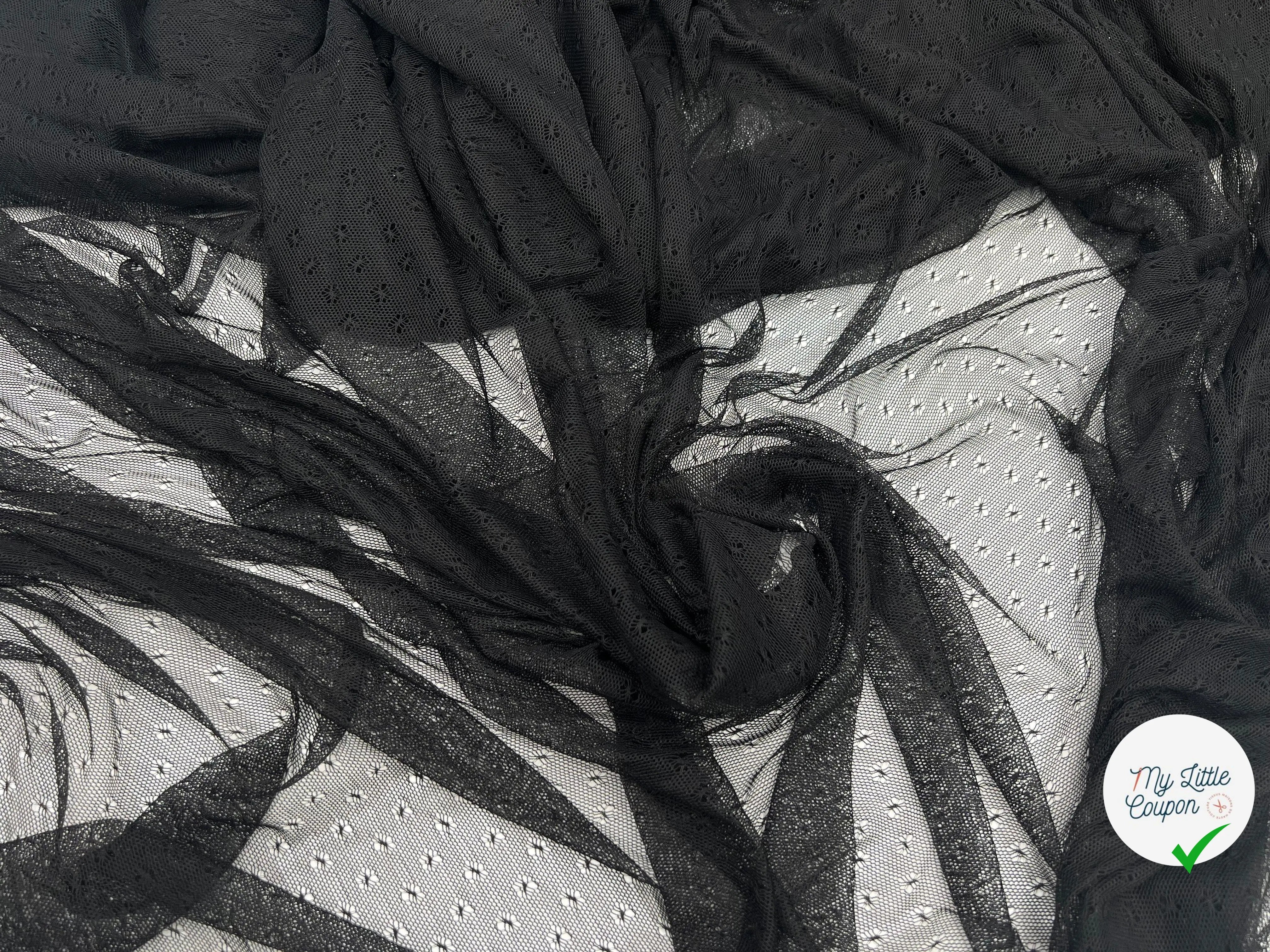 RÉSILLE NOIRE PETITES FLEURS - coupon de tissu de 3 mètres - My Little Coupon - tissu - coudre