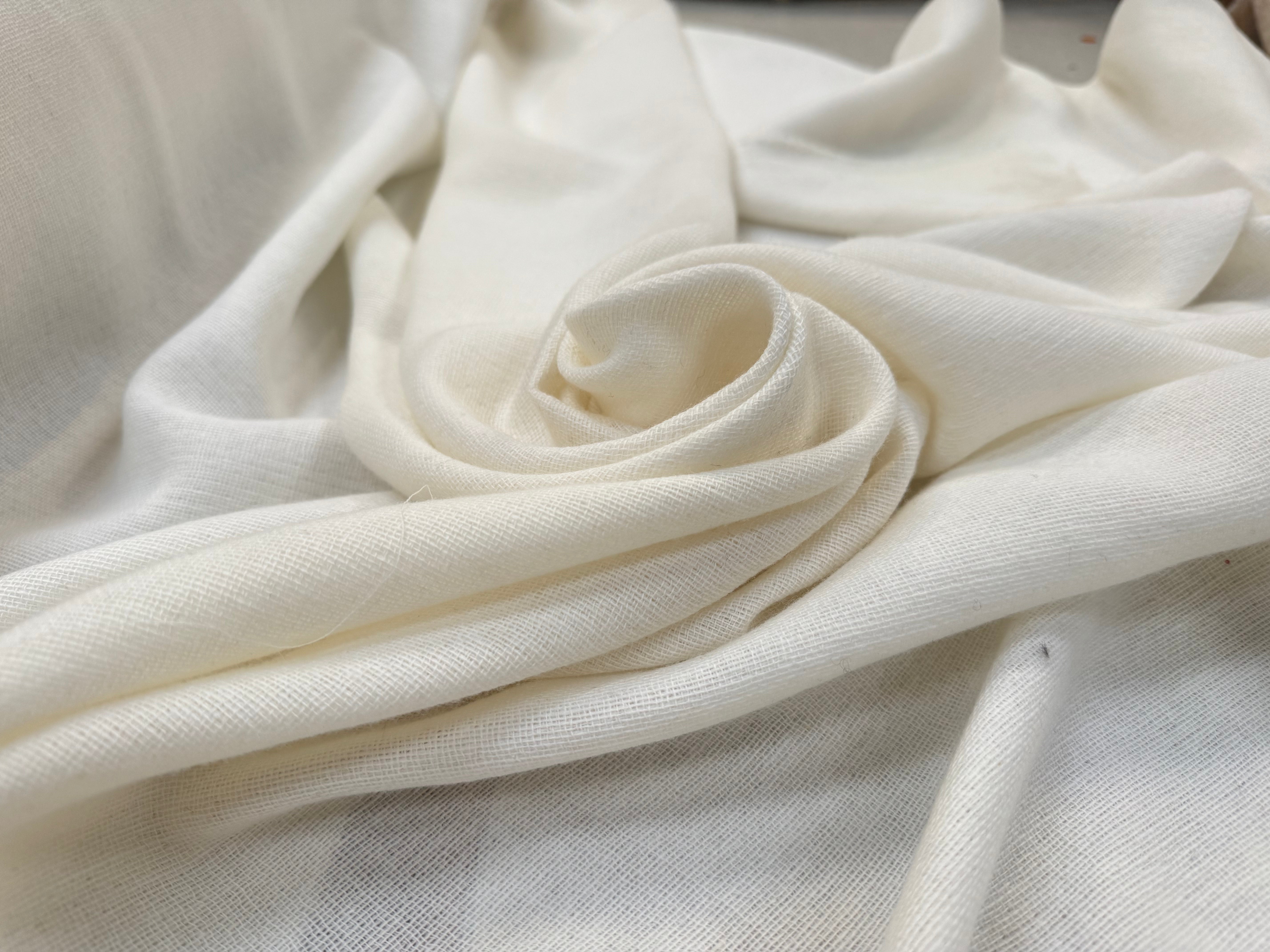 RUSTIC WOOL GAUZE 6% CACHEMIRE, Eden White - My Little Coupon