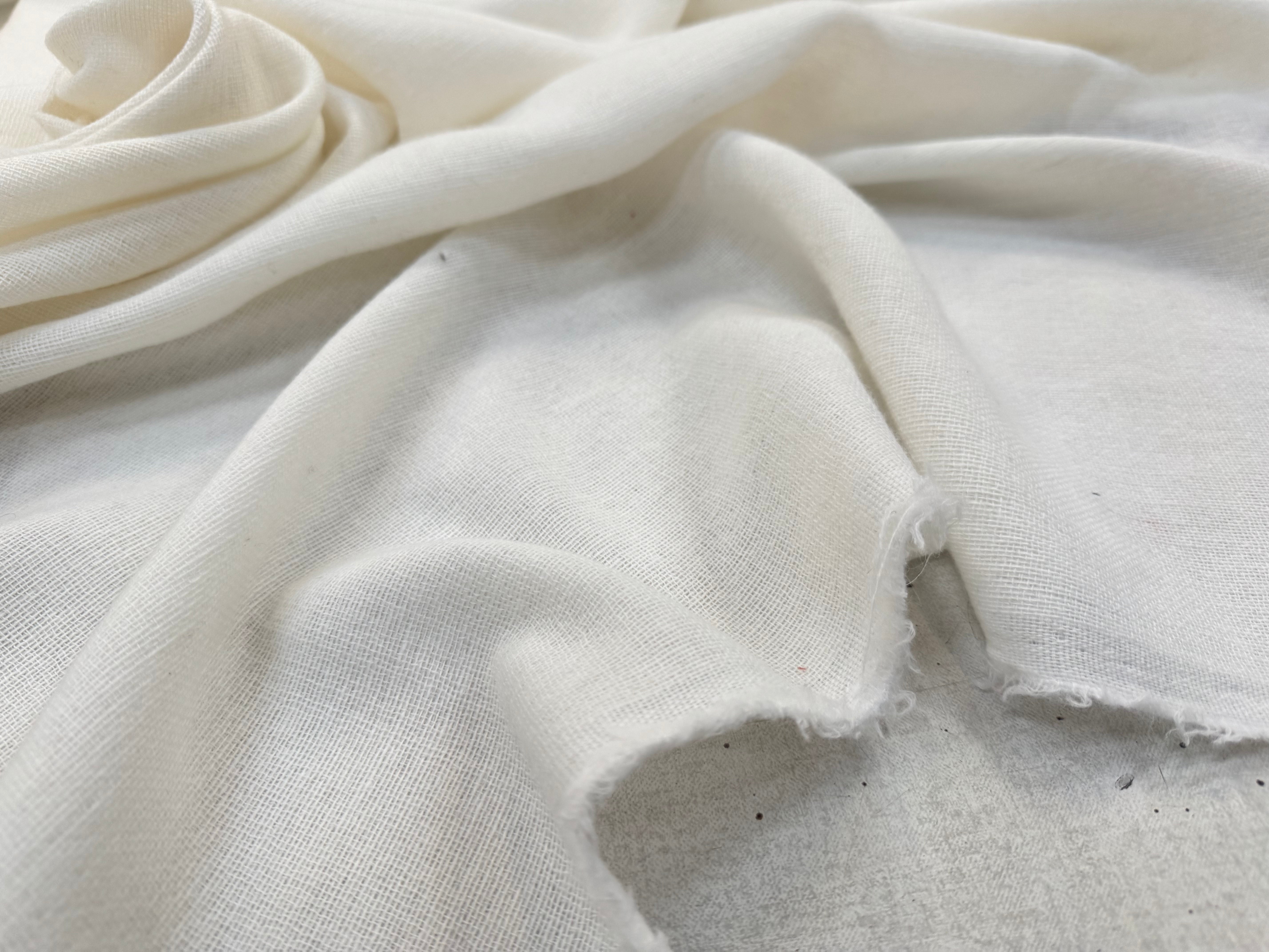 RUSTIC WOOL GAUZE 6% CACHEMIRE, Eden White - My Little Coupon