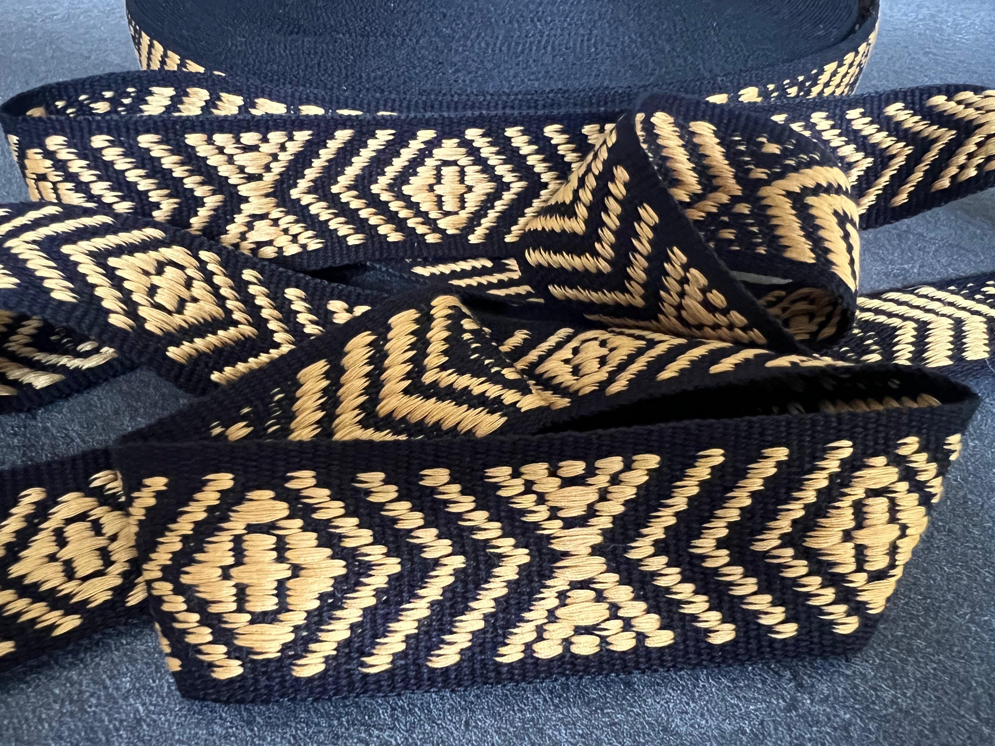 SANGLE JACQUARD NOIR ET OR 40MM - My Little Coupon
