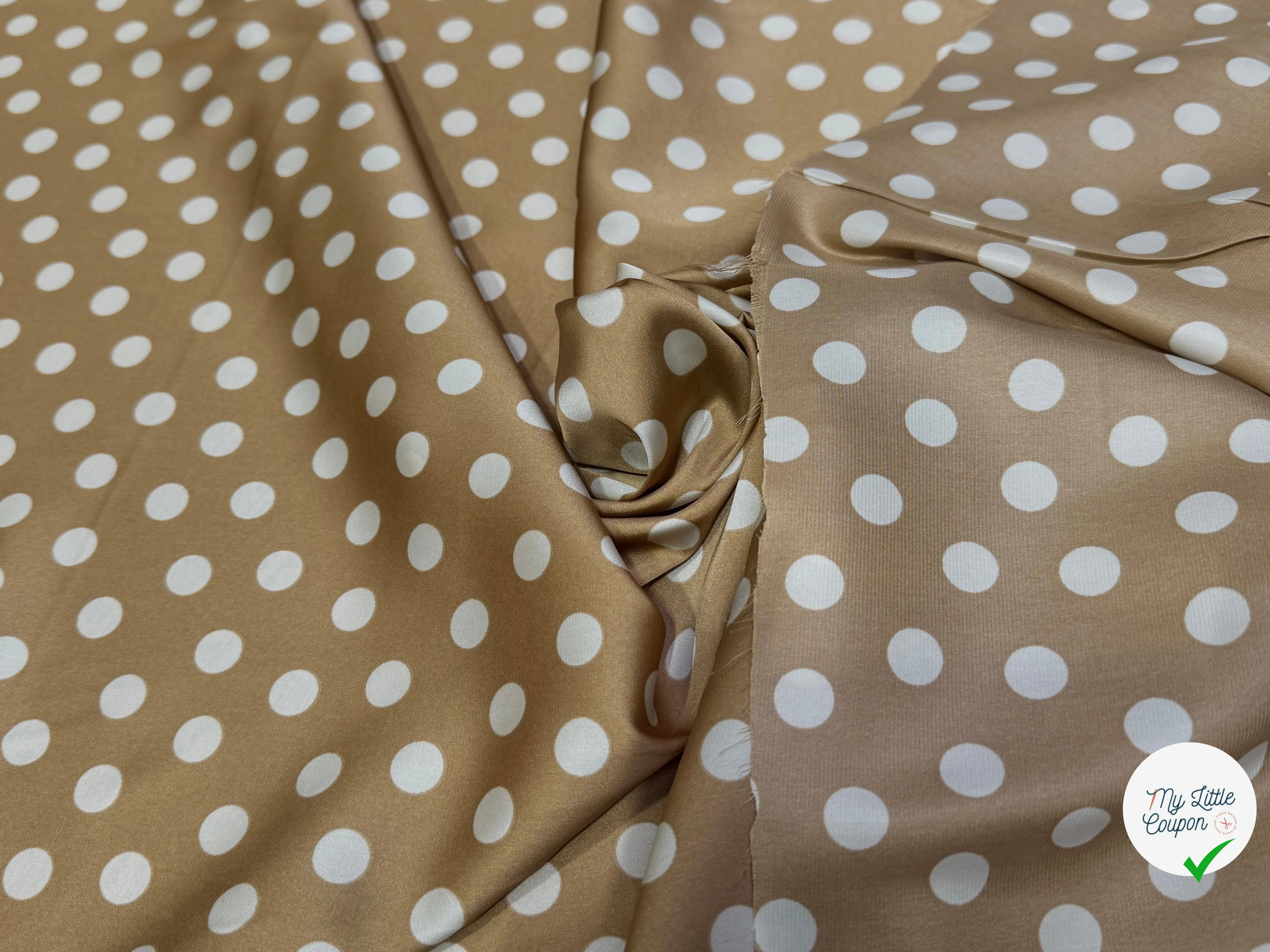 SATIN CAFÉ AU LAIT POIS BLANC - My Little Coupon