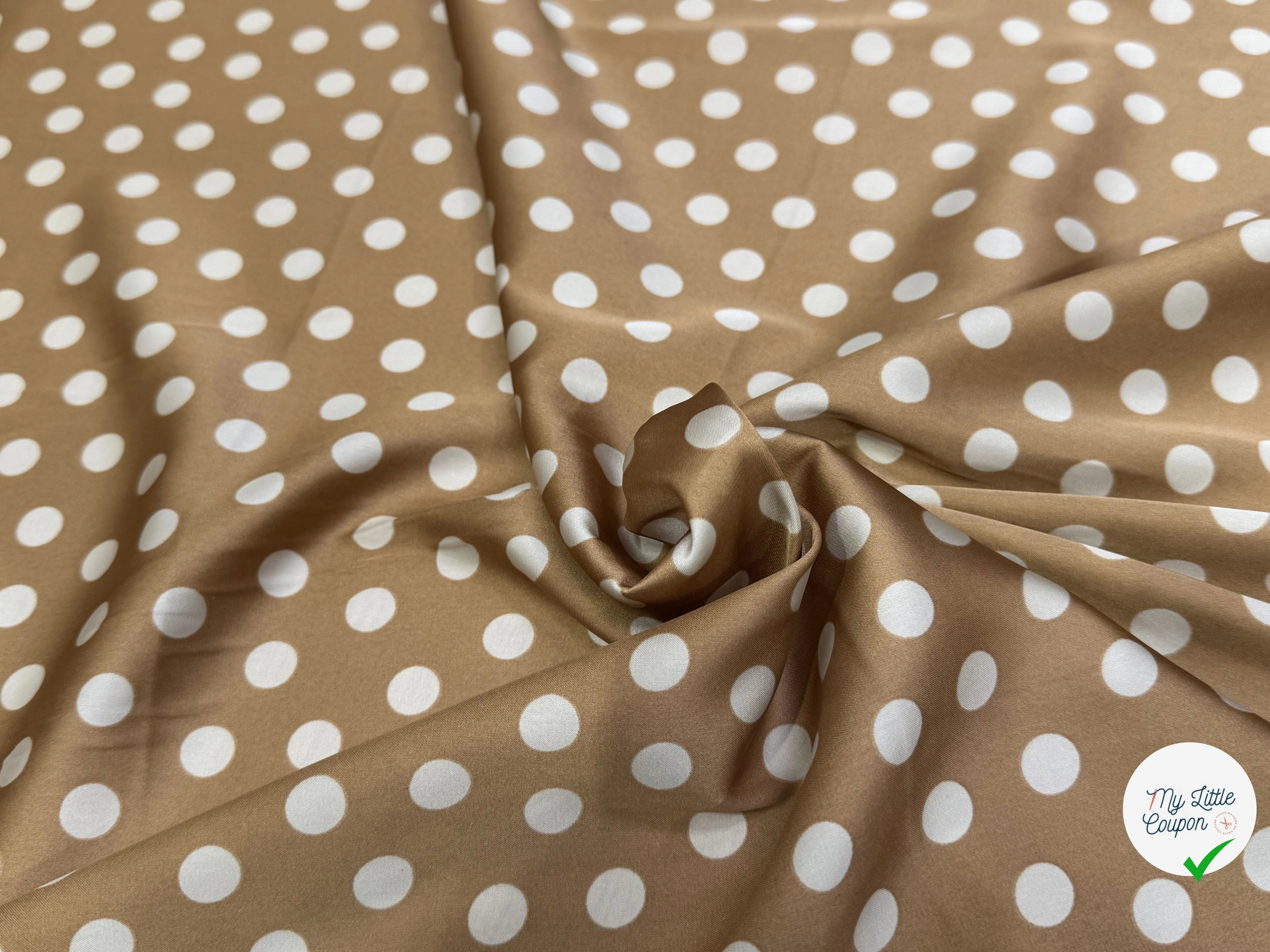 SATIN CAFÉ AU LAIT POIS BLANC - My Little Coupon