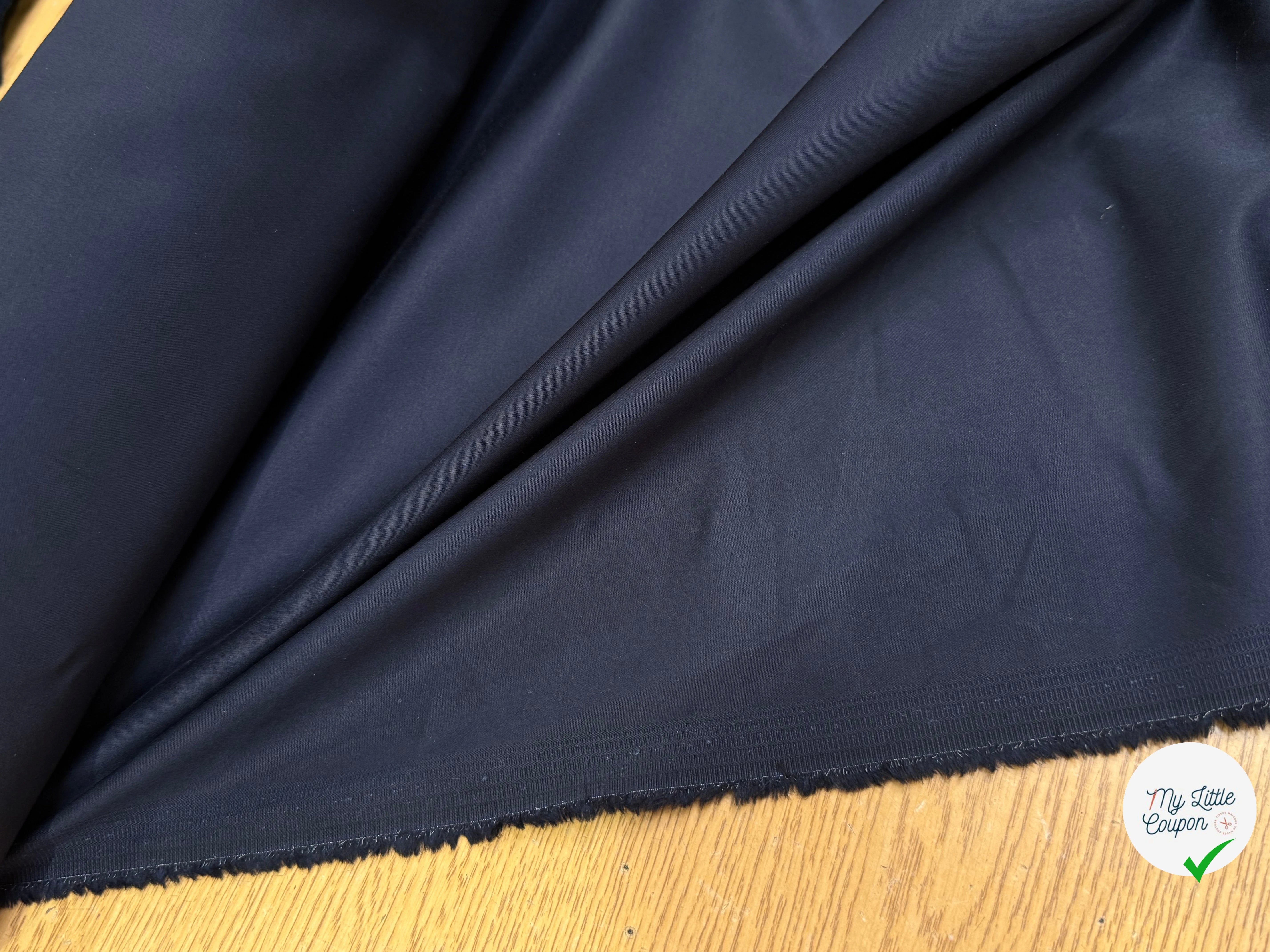 SATIN DE COTON BLEU MARINE 5% ÉLASTHANNE COUTURE - My Little Coupon