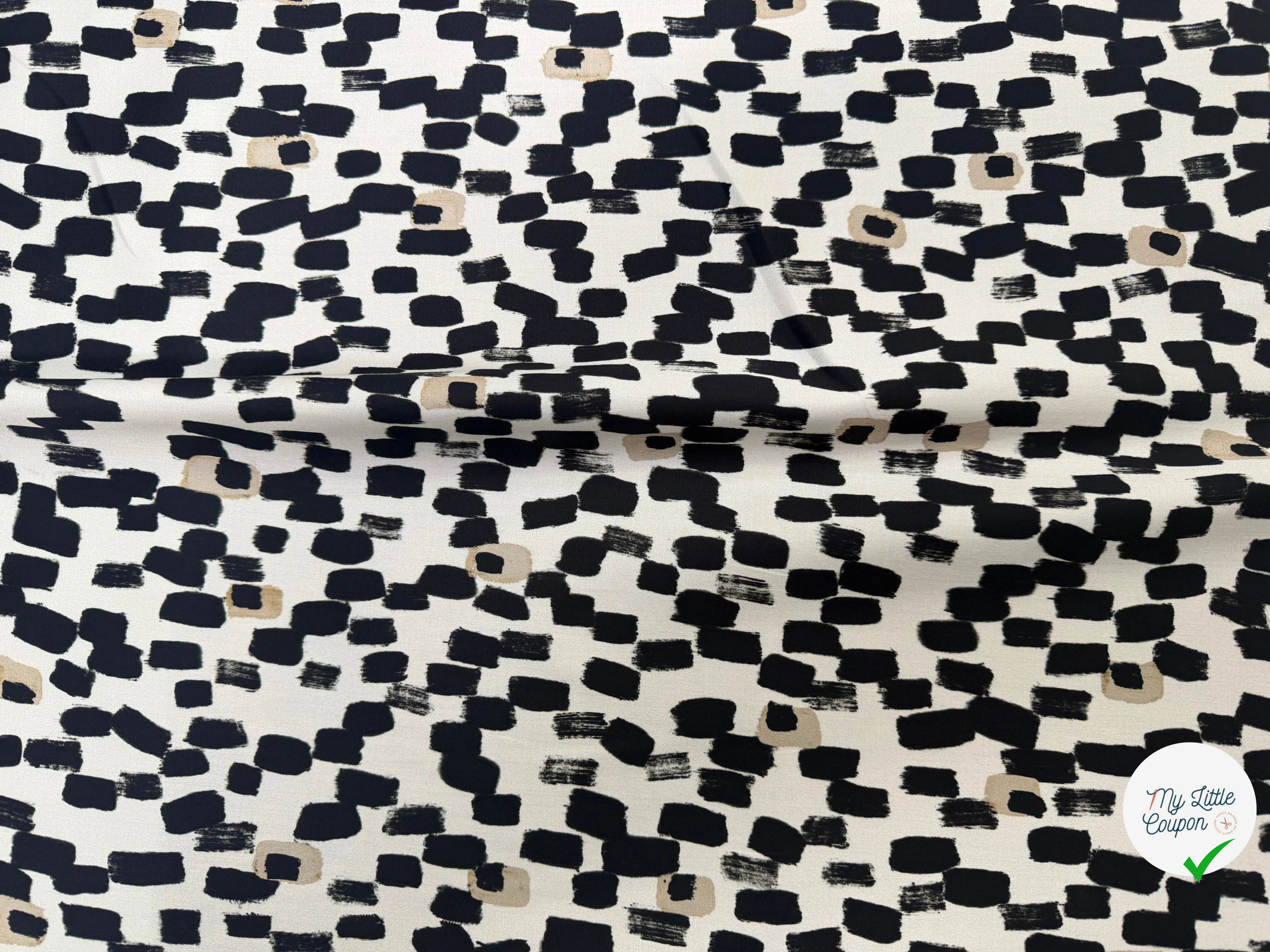 SATIN DE COTON IMPRIMÉ TACHES NOIR QUALITÉ PREMIUM - My Little Coupon