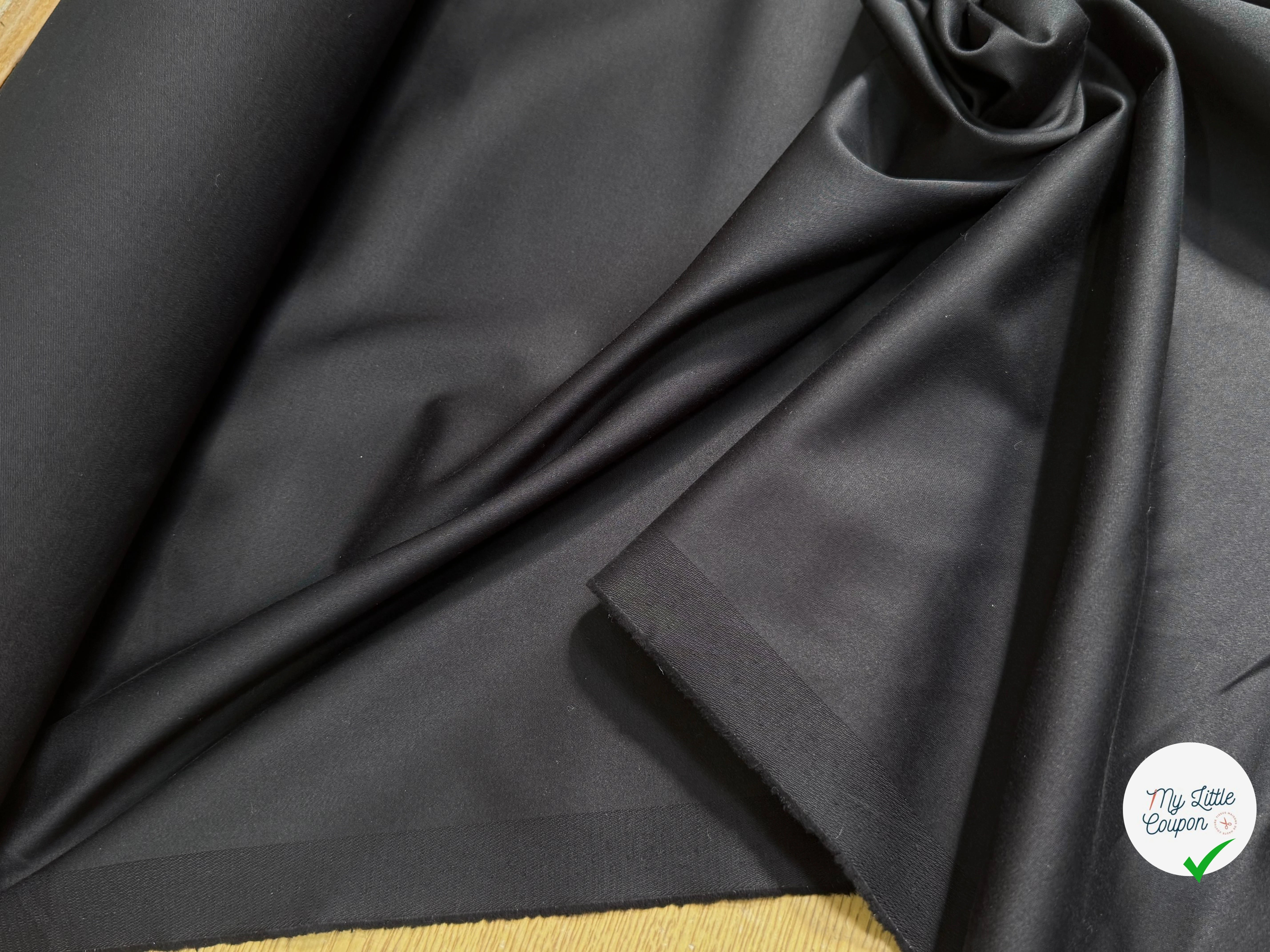 SATIN DE COTON LOURD ULTRA STRETCH NOIR TENUE ÉLÉGANTE - My Little Coupon