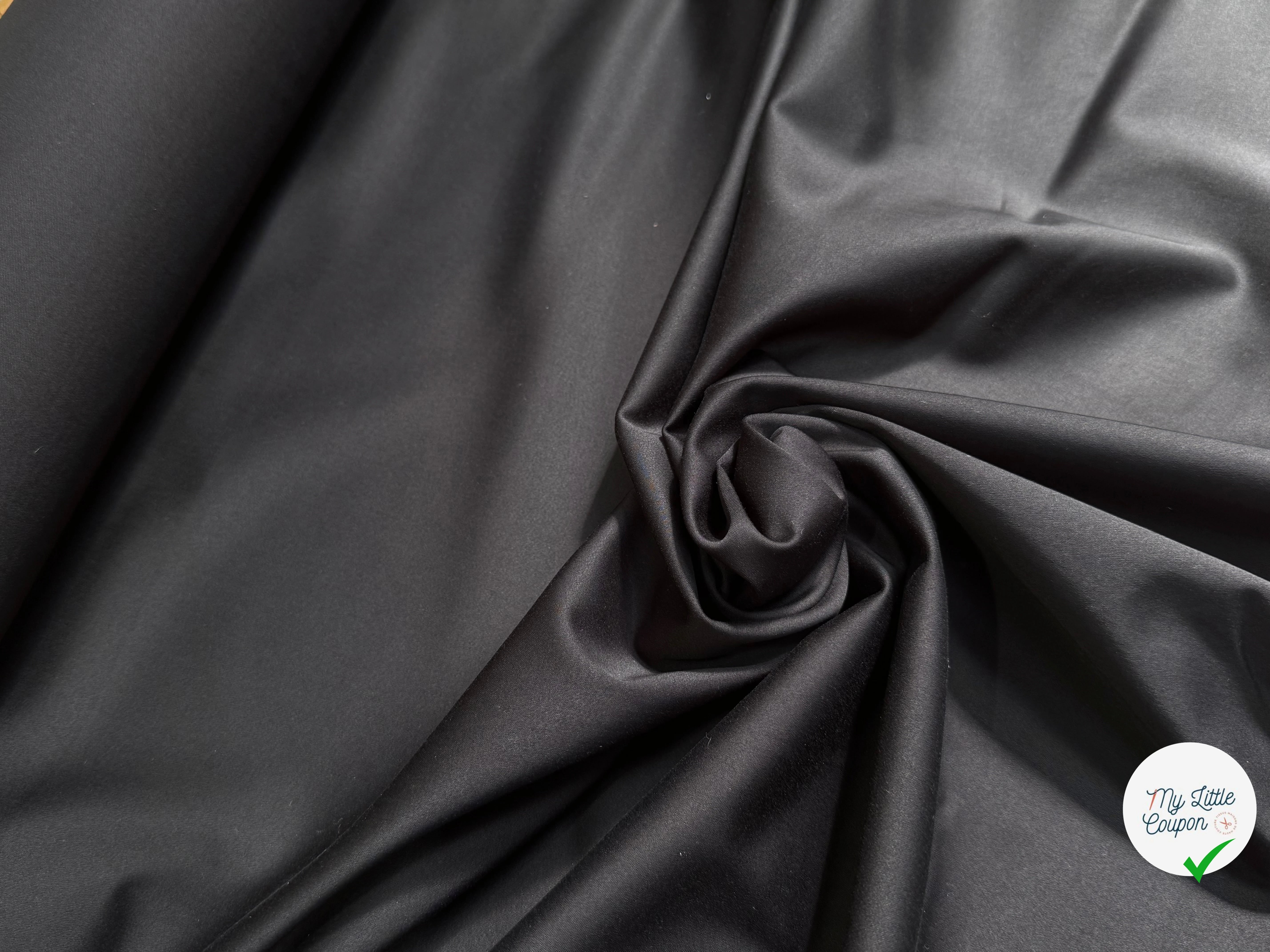 SATIN DE COTON LOURD ULTRA STRETCH NOIR TENUE ÉLÉGANTE - My Little Coupon
