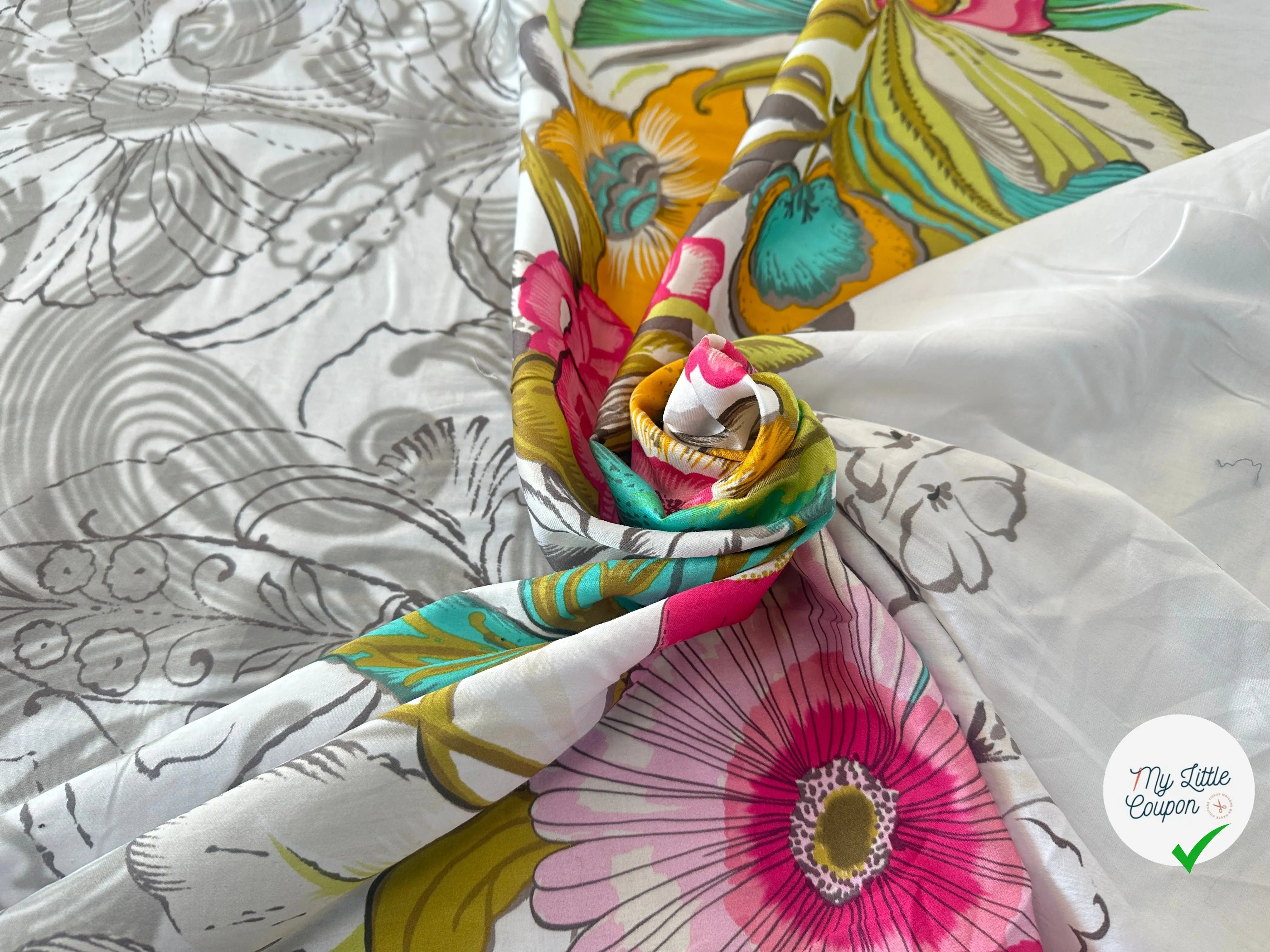 SATIN DE COTON SOIE FIN À DESSINS FLEURIS MLC INTERN