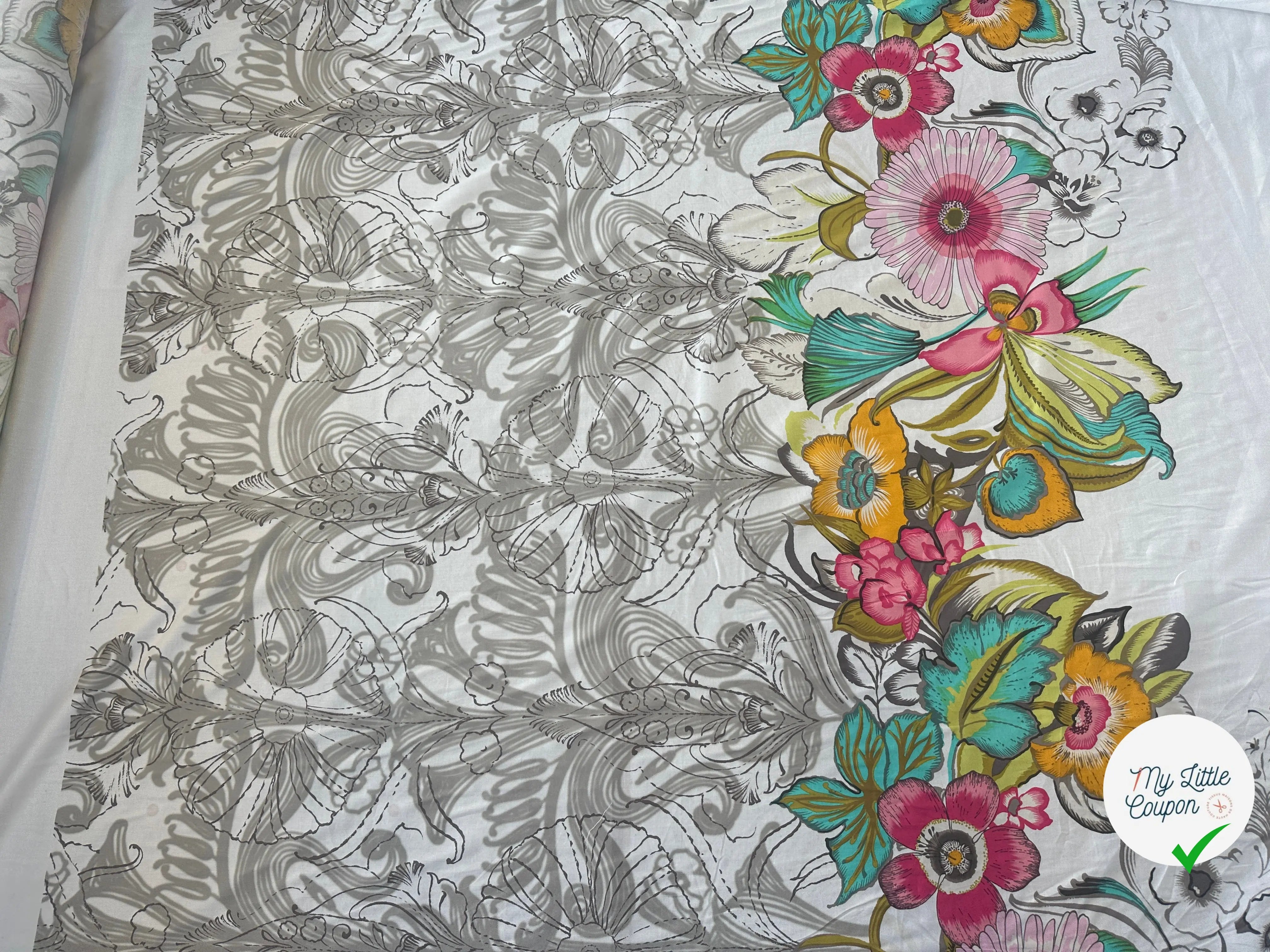 SATIN DE COTON SOIE FIN À DESSINS FLEURIS MLC INTERN