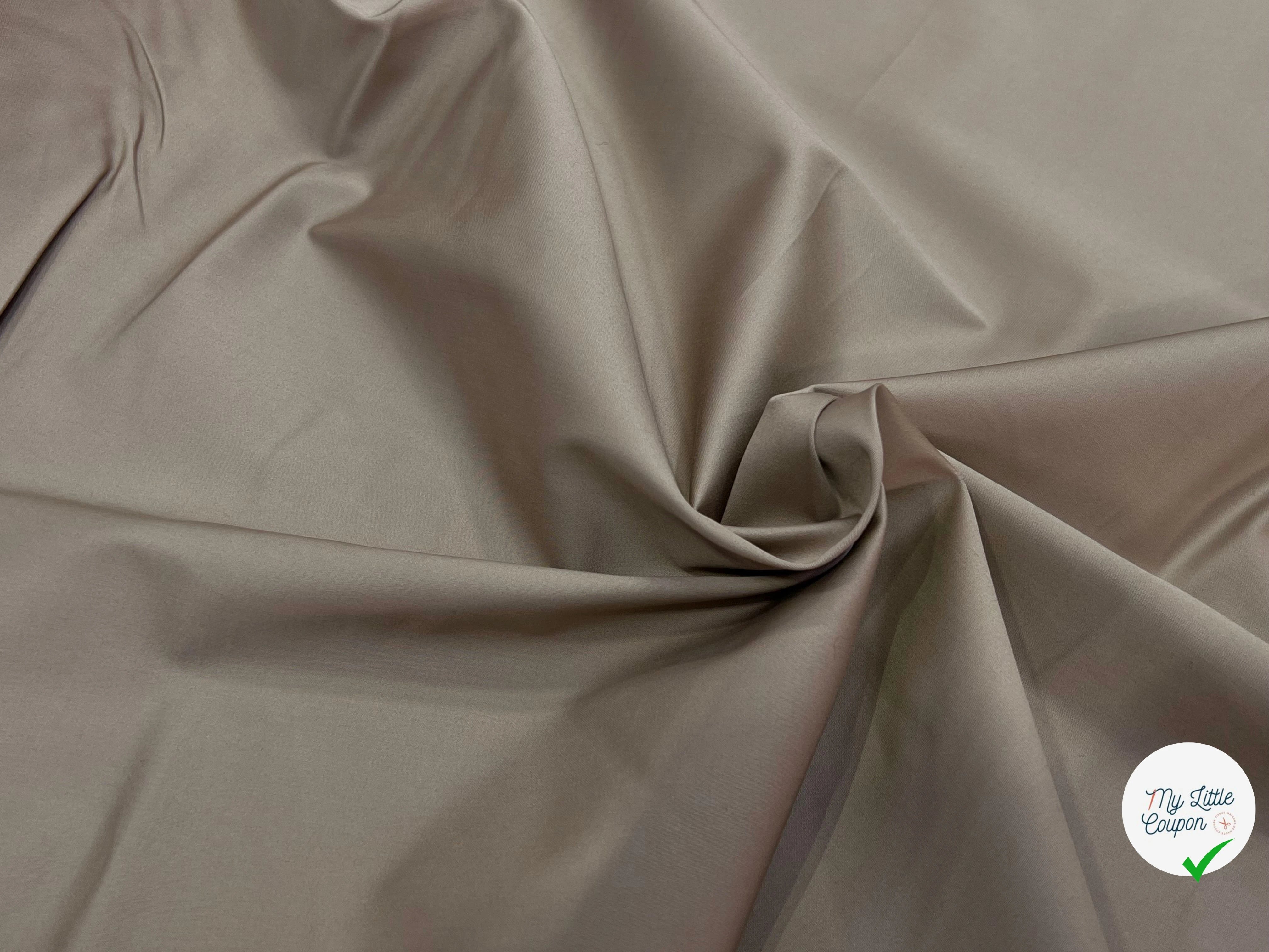 SATIN DE COTON STRETCH BEIGE MARRONÉ 150CM - My Little Coupon
