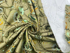 SATIN DE COTON STRETCH FLEUR D'ORIENT TONS DE KAKI MSO