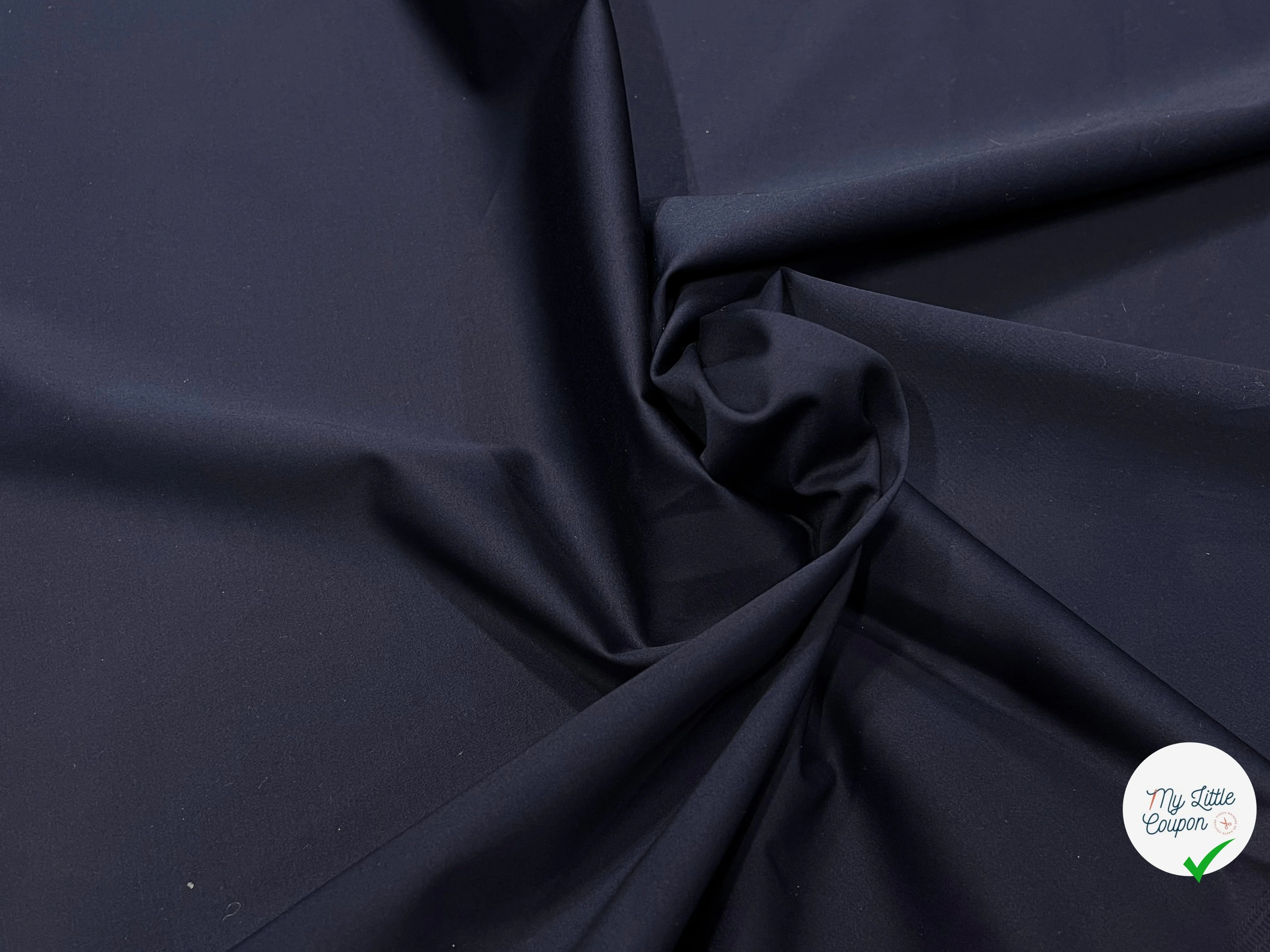 SATIN DE COTON STRETCH NAVY - My Little Coupon