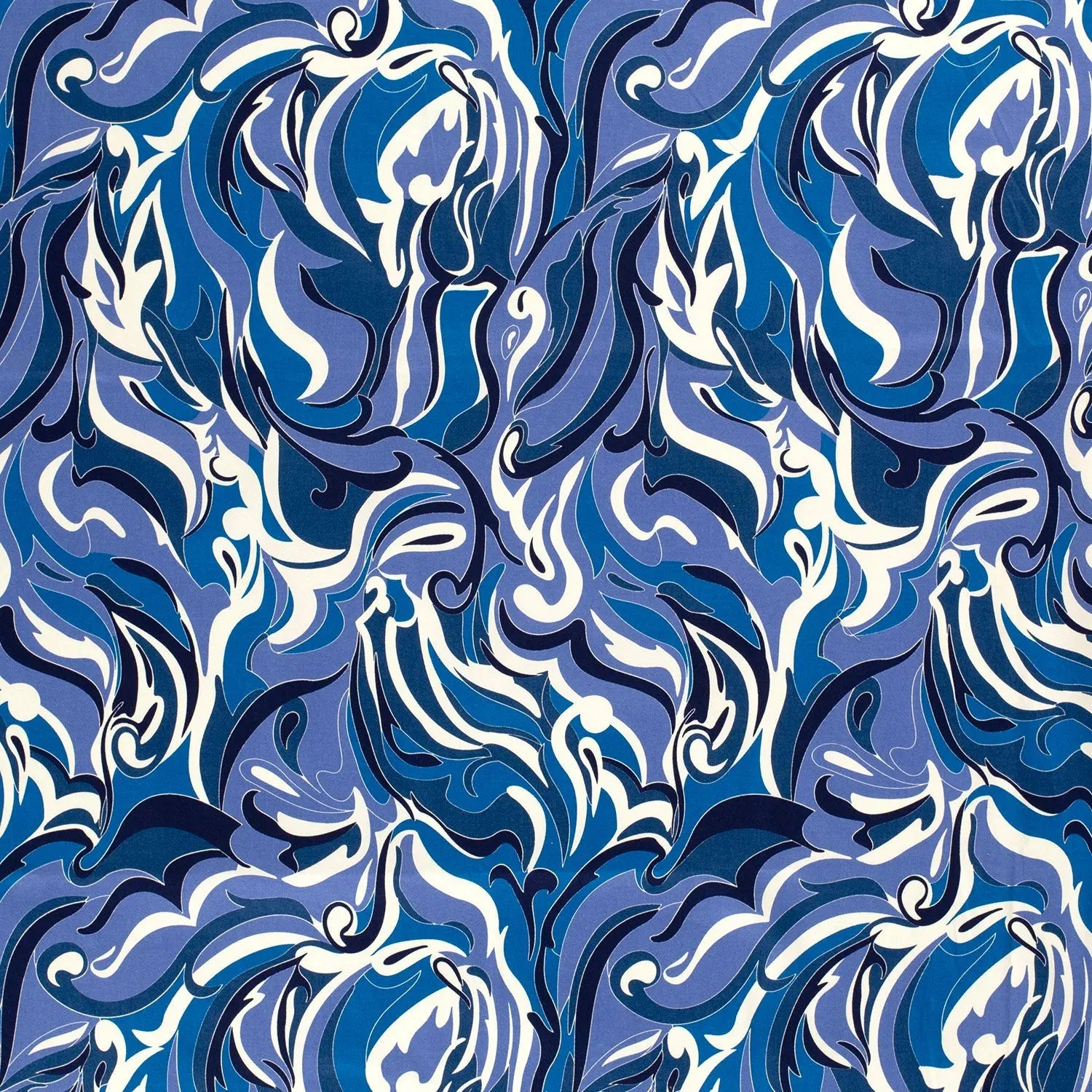 SATIN DE COTON TISSU IMPRIMÉ ABSTRAIT COBALT - My Little Coupon