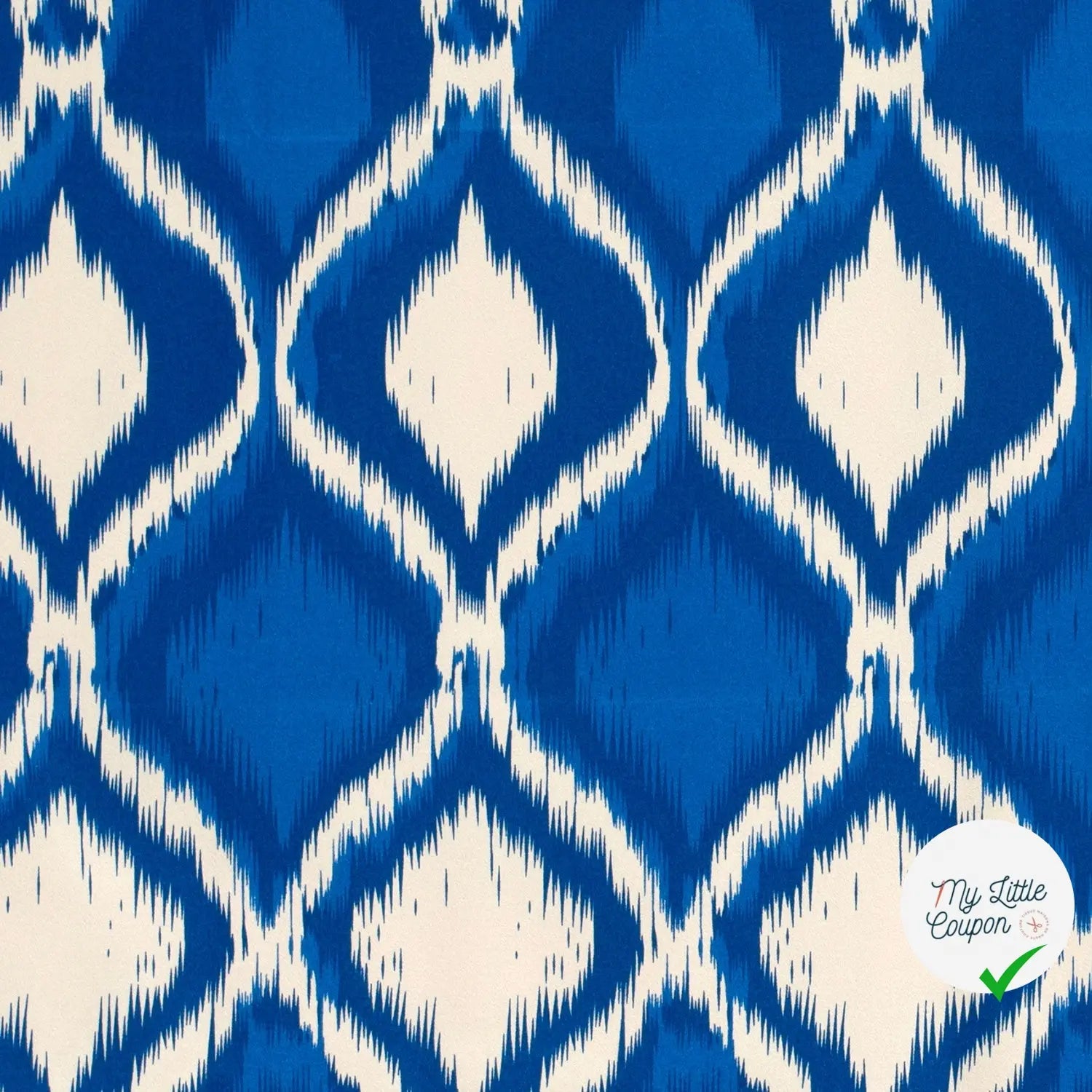 SATIN DE COTON TISSU IMPRIMÉ ABSTRAIT COBALT - My Little Coupon