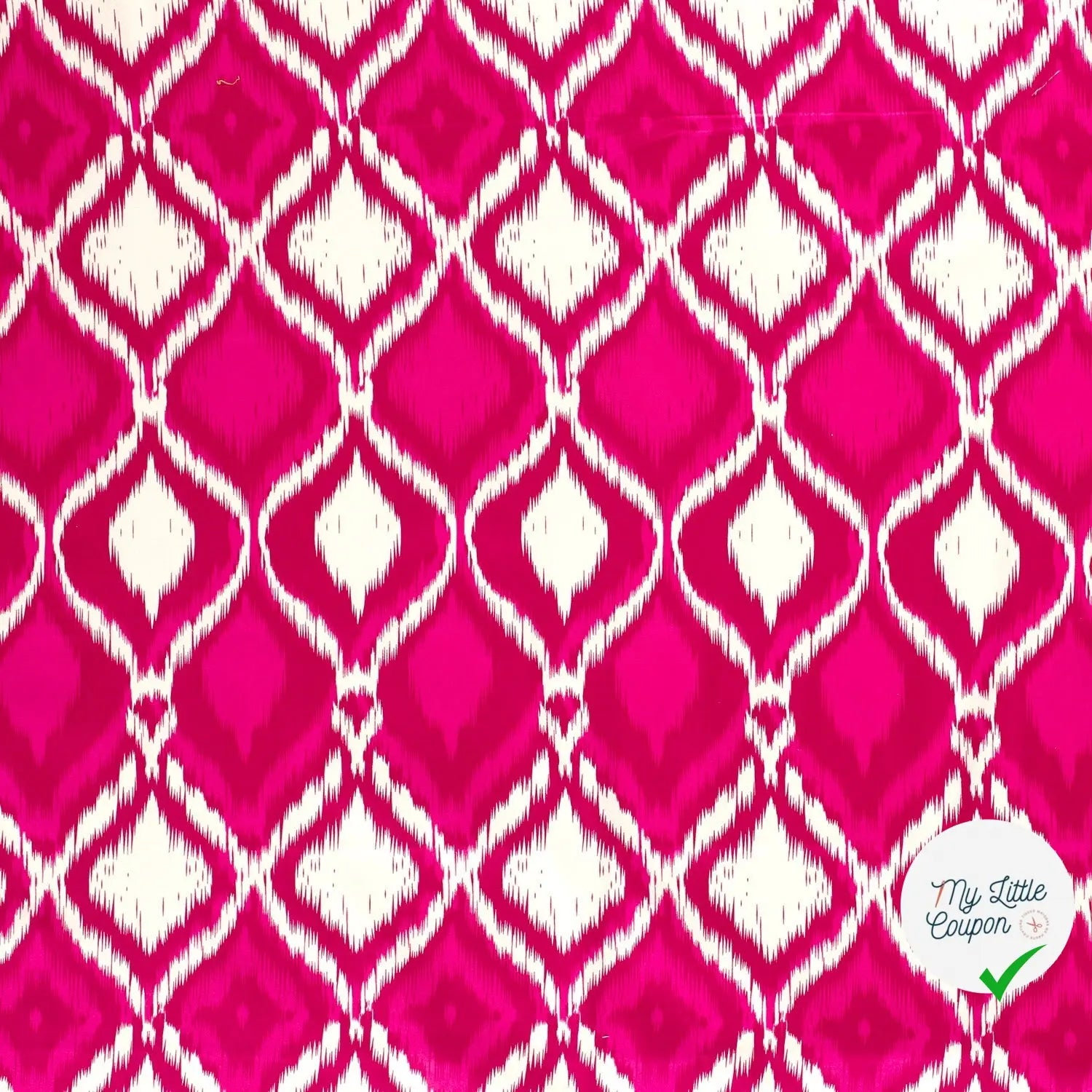 SATIN DE COTON TISSU IMPRIMÉ ABSTRAIT FUCHSIA - My Little Coupon