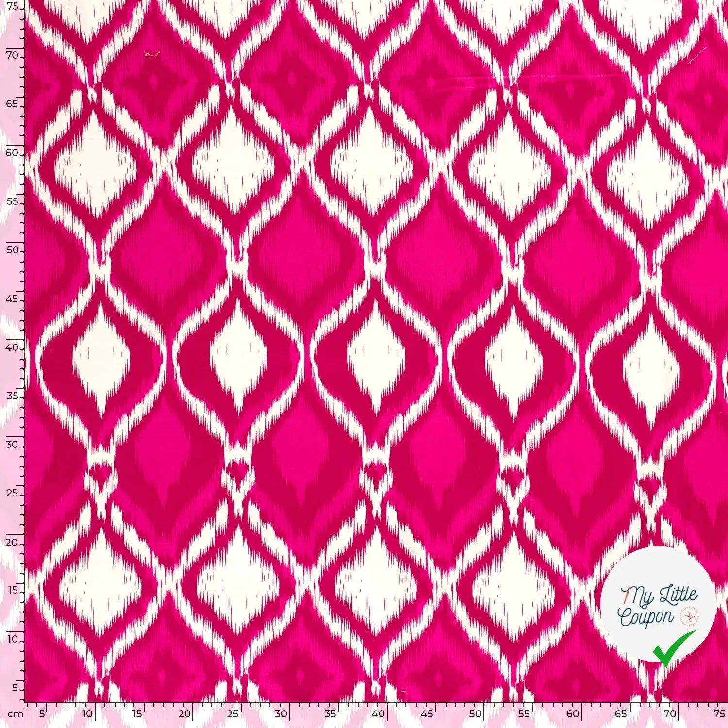 SATIN DE COTON TISSU IMPRIMÉ ABSTRAIT FUCHSIA - My Little Coupon