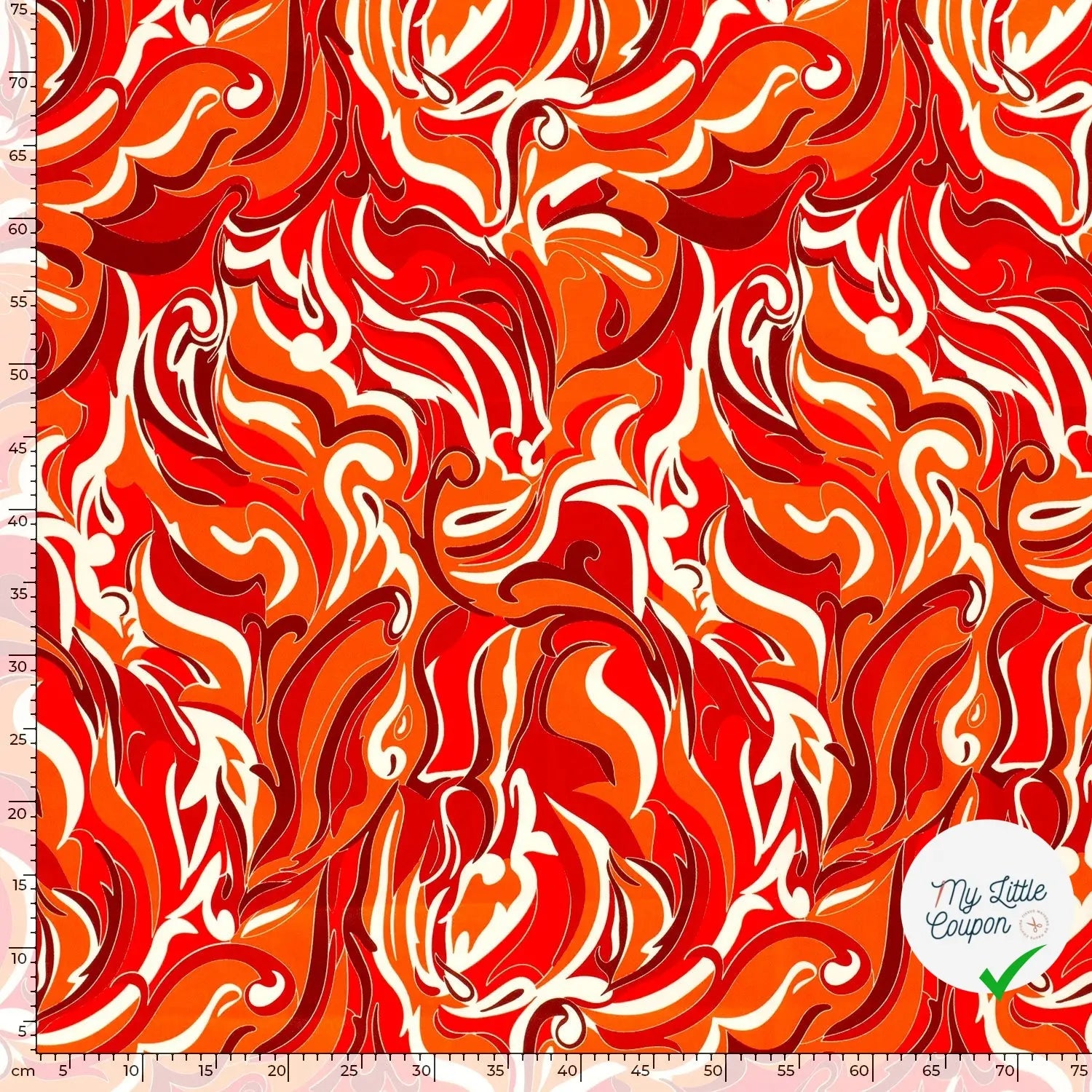 SATIN DE COTON TISSU IMPRIMÉ ABSTRAIT ORANGE - My Little Coupon