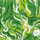 SATIN DE COTON TISSU IMPRIMÉ ABSTRAIT VERT - My Little Coupon