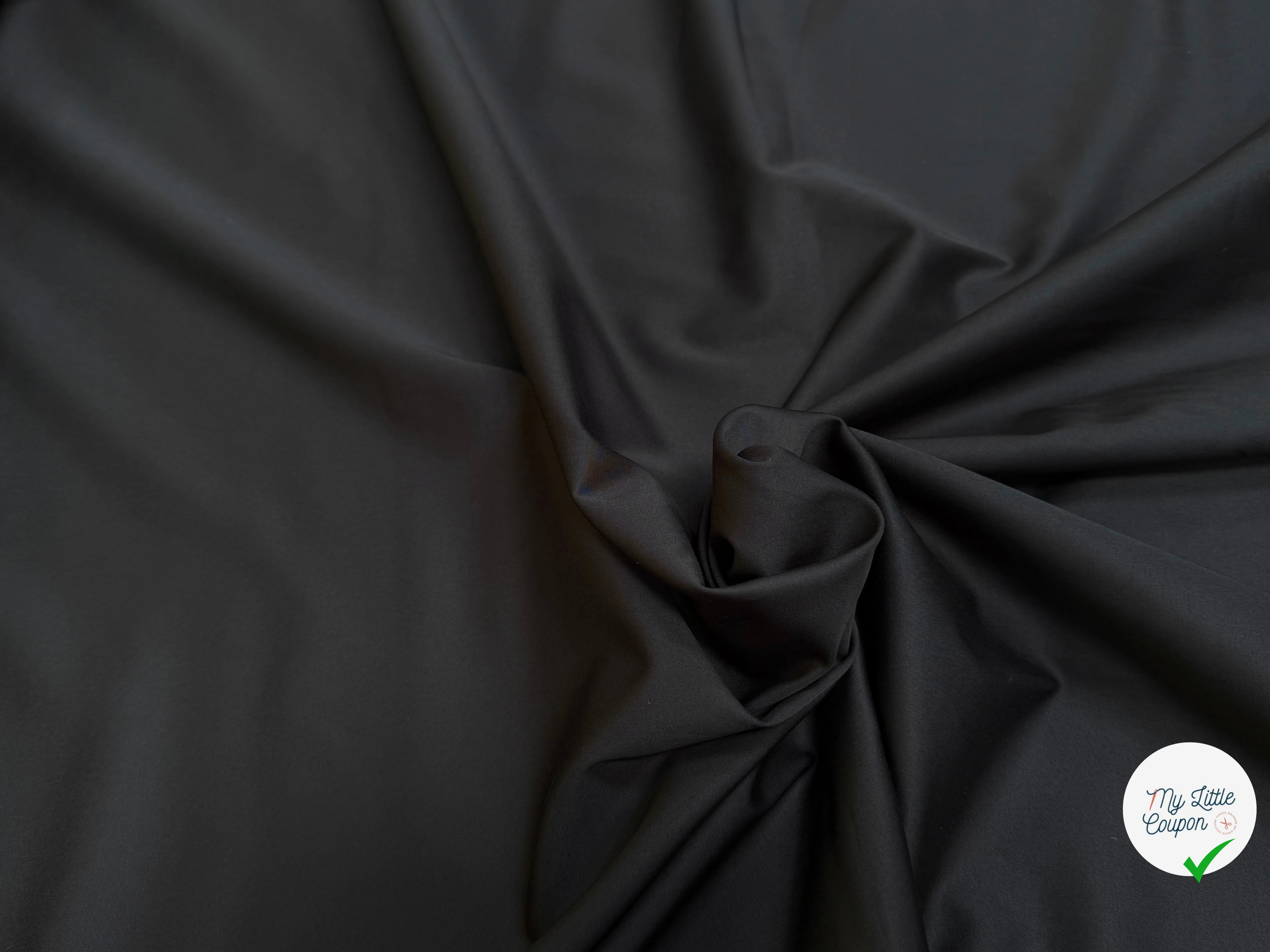 SATIN DE COTON UNI NOIR QUALITÉ COUTURE - My Little Coupon