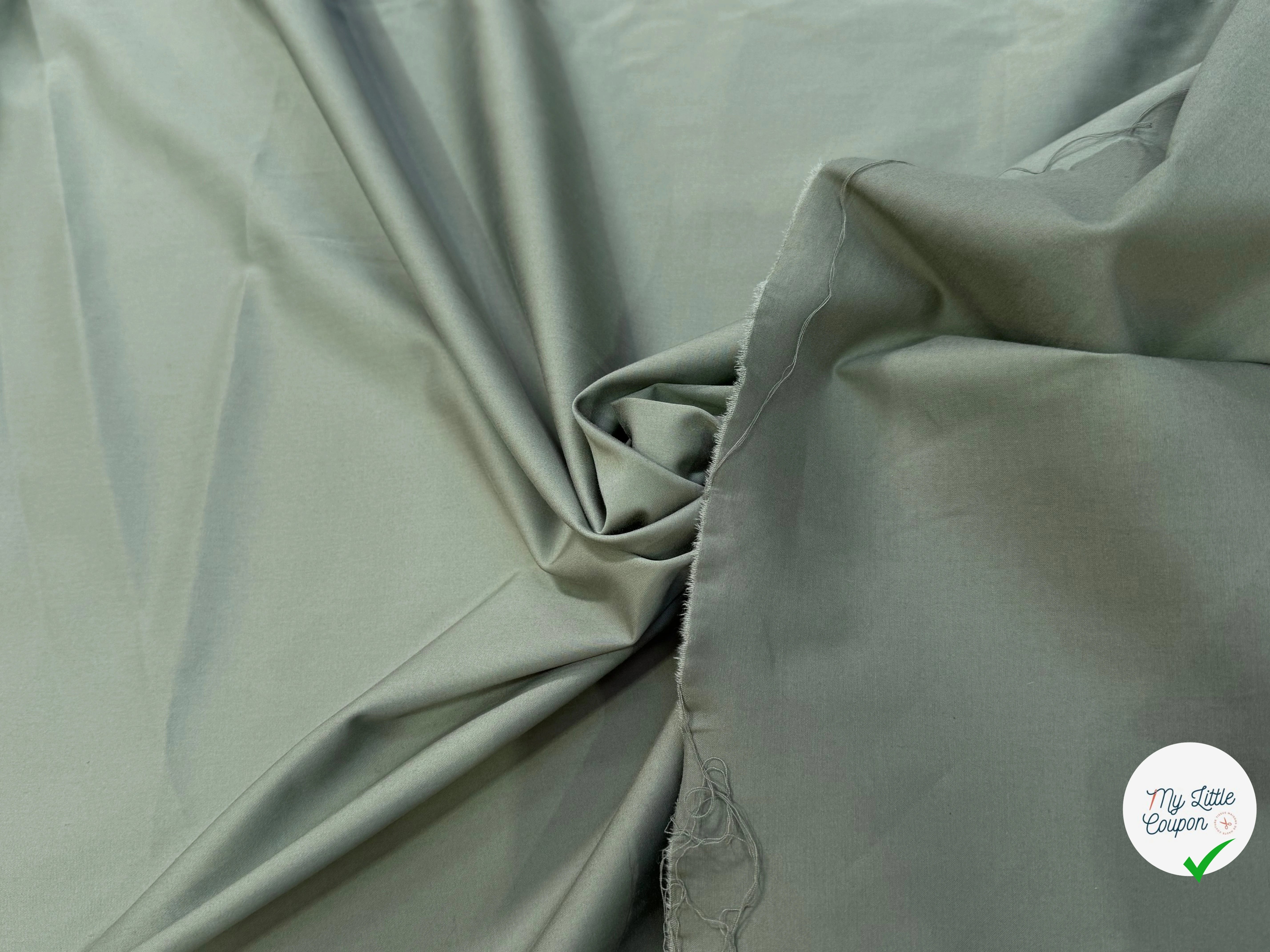 SATIN DE COTON VERT MENTHE CLAIRE STRETCH - My Little Coupon
