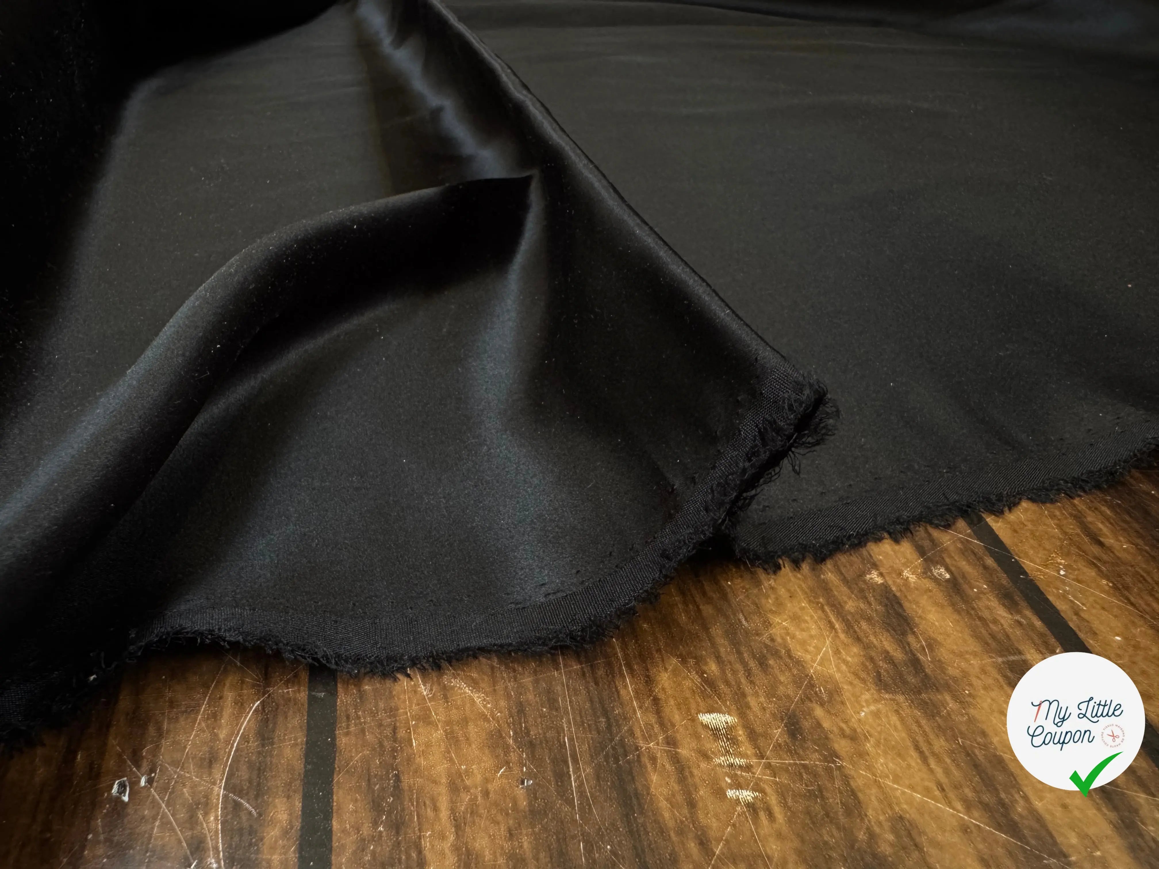 SATIN DE SOIE 100% SOIE UNIE NOIR - My Little Coupon