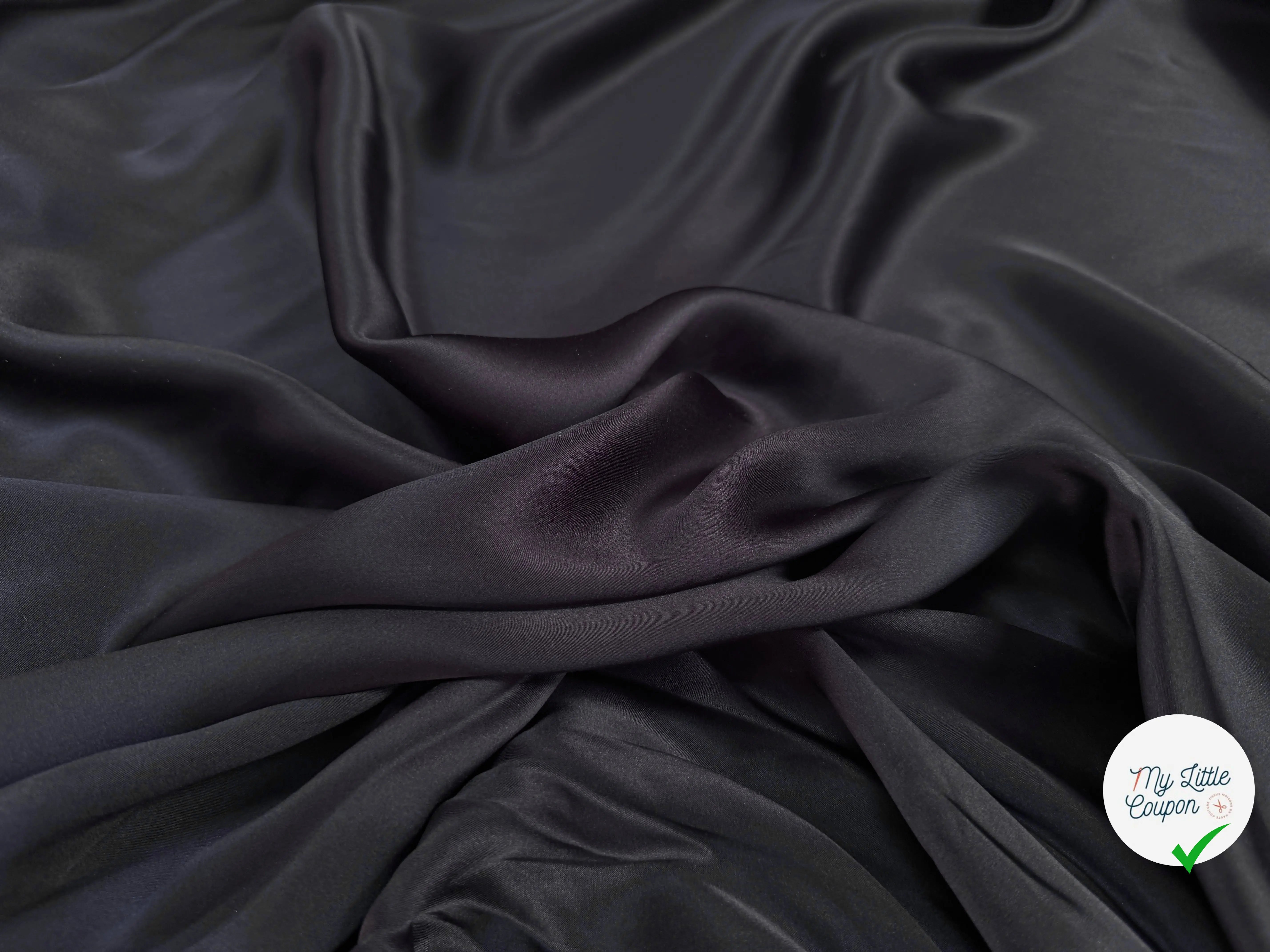 SATIN DE SOIE BLEU NUIT NOIR - My Little Coupon