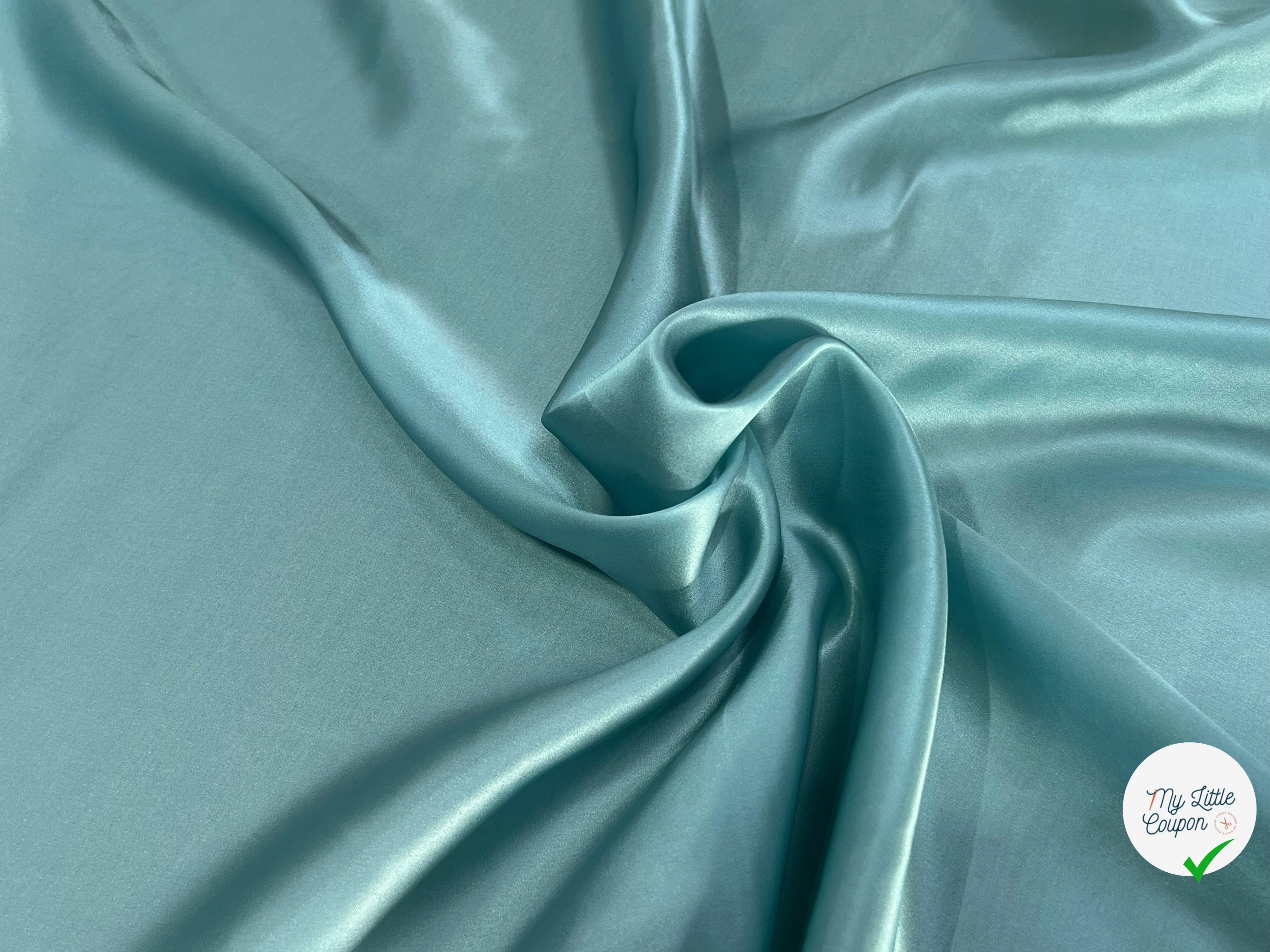 SATIN DE SOIE FLUIDE 100% SOIE BLUE LAGOON (TURQUOISE) - My Little Coupon