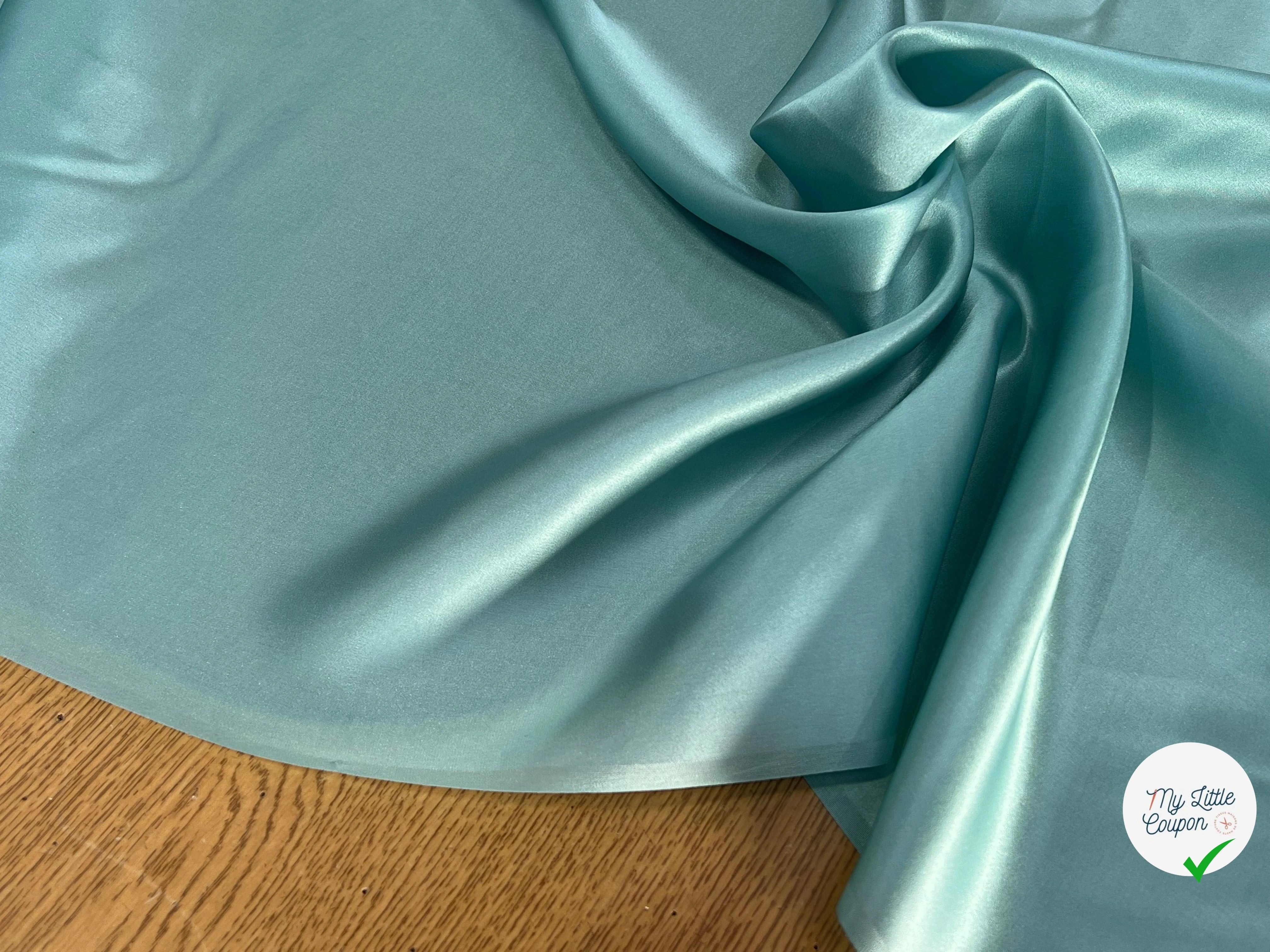 SATIN DE SOIE FLUIDE 100% SOIE BLUE LAGOON (TURQUOISE) - My Little Coupon