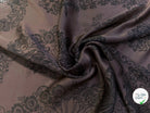 SATIN DE SOIE FLUIDE SMOKY BROWN IMPRIMÉ BASE DE FLEURS - My Little Coupon