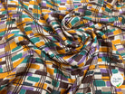 SATIN DE SOIE MOTIF RECTANGLE ABSTRAIT VERT JAUNE MARON ET VIOLET - My Little Coupon