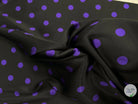 SATIN DE SOIE POIS VIOLET FOND NOIR - coupon de tissu de 3 mètres - My Little Coupon - tissu - coudre