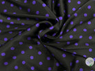 SATIN DE SOIE POIS VIOLET FOND NOIR - coupon de tissu de 3 mètres - My Little Coupon - tissu - coudre