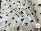 SATIN DE SOIE PRINT ÉTOILÉ NOIR FOND BLANC - My Little Coupon