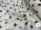 SATIN DE SOIE PRINT ÉTOILÉ NOIR FOND BLANC - My Little Coupon
