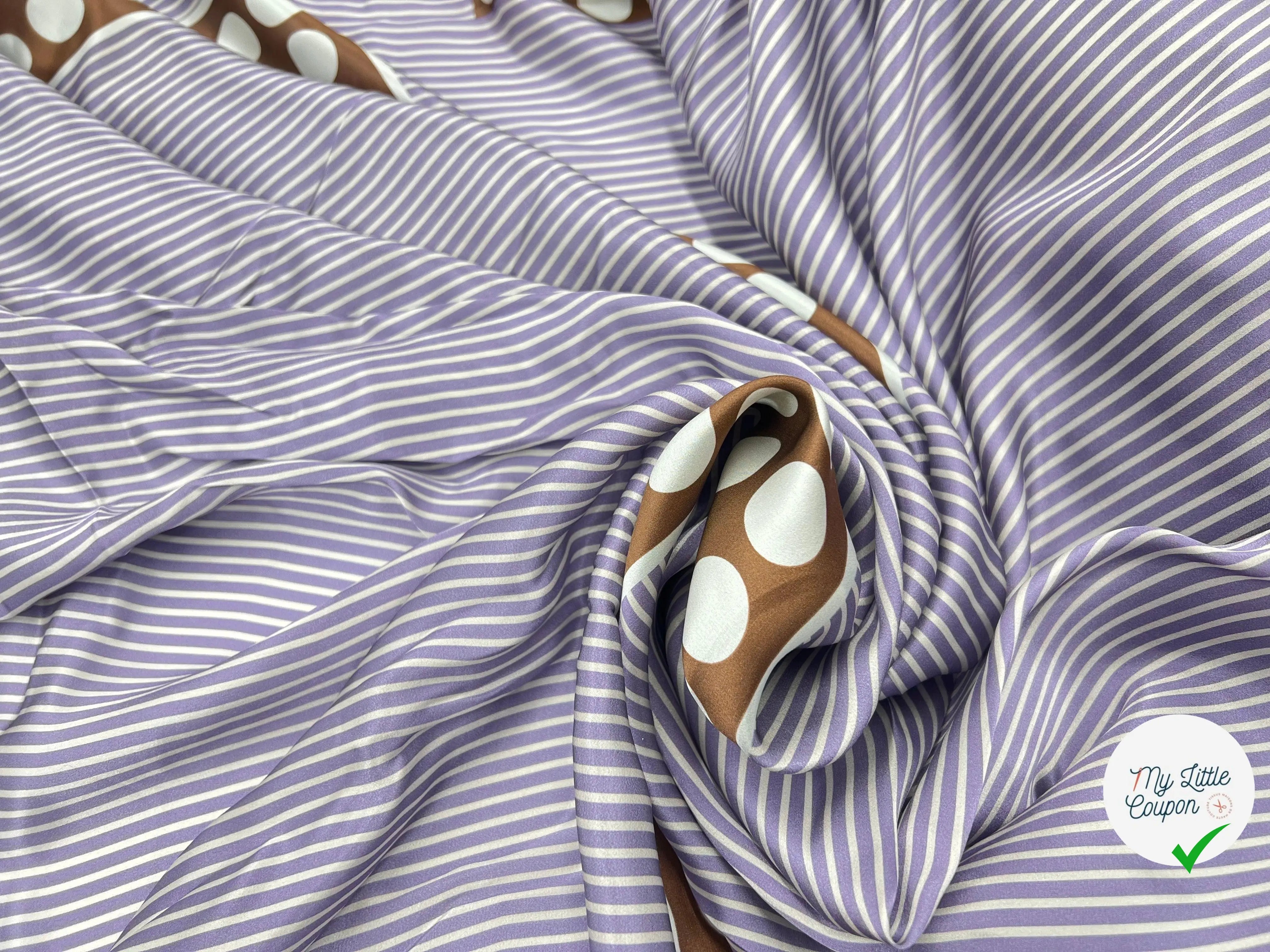 SATIN DE SOIE RAYURES BLANC FOND VIOLET - My Little Coupon - tissu - coudre