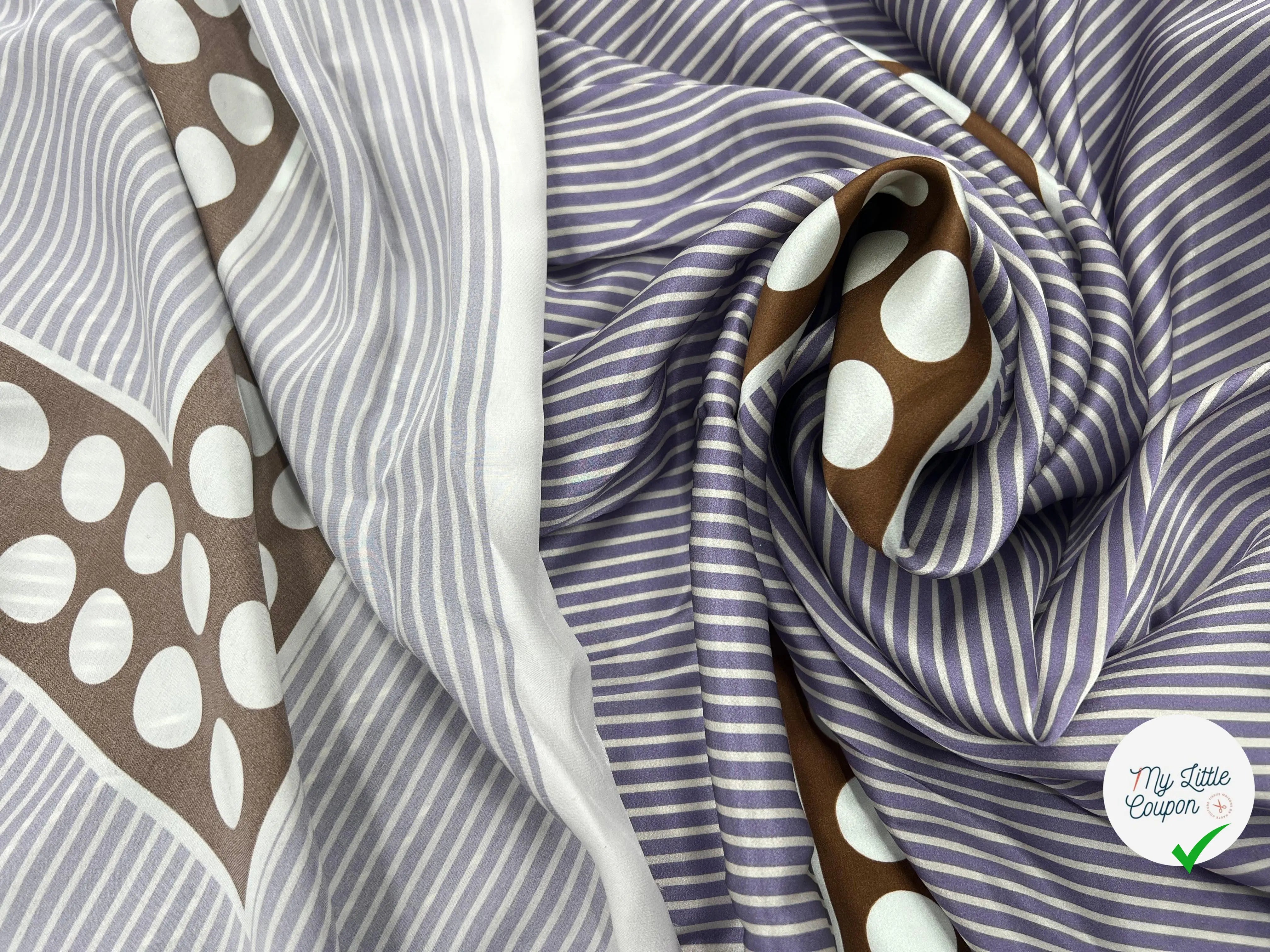 SATIN DE SOIE RAYURES BLANC FOND VIOLET - My Little Coupon - tissu - coudre