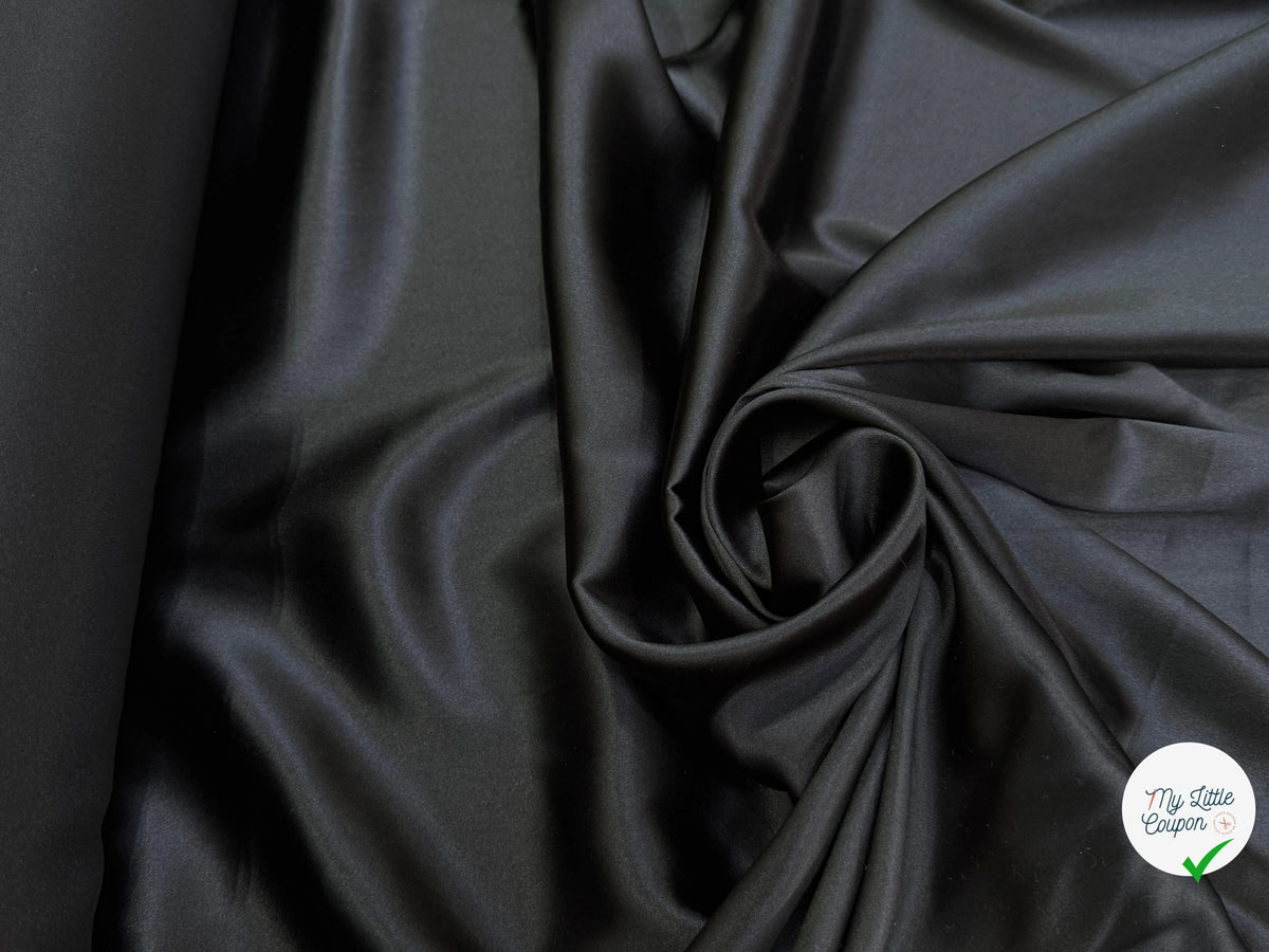 SATIN DE SOIE STRETCH FLUIDE NOIR PREMIUM - My Little Coupon