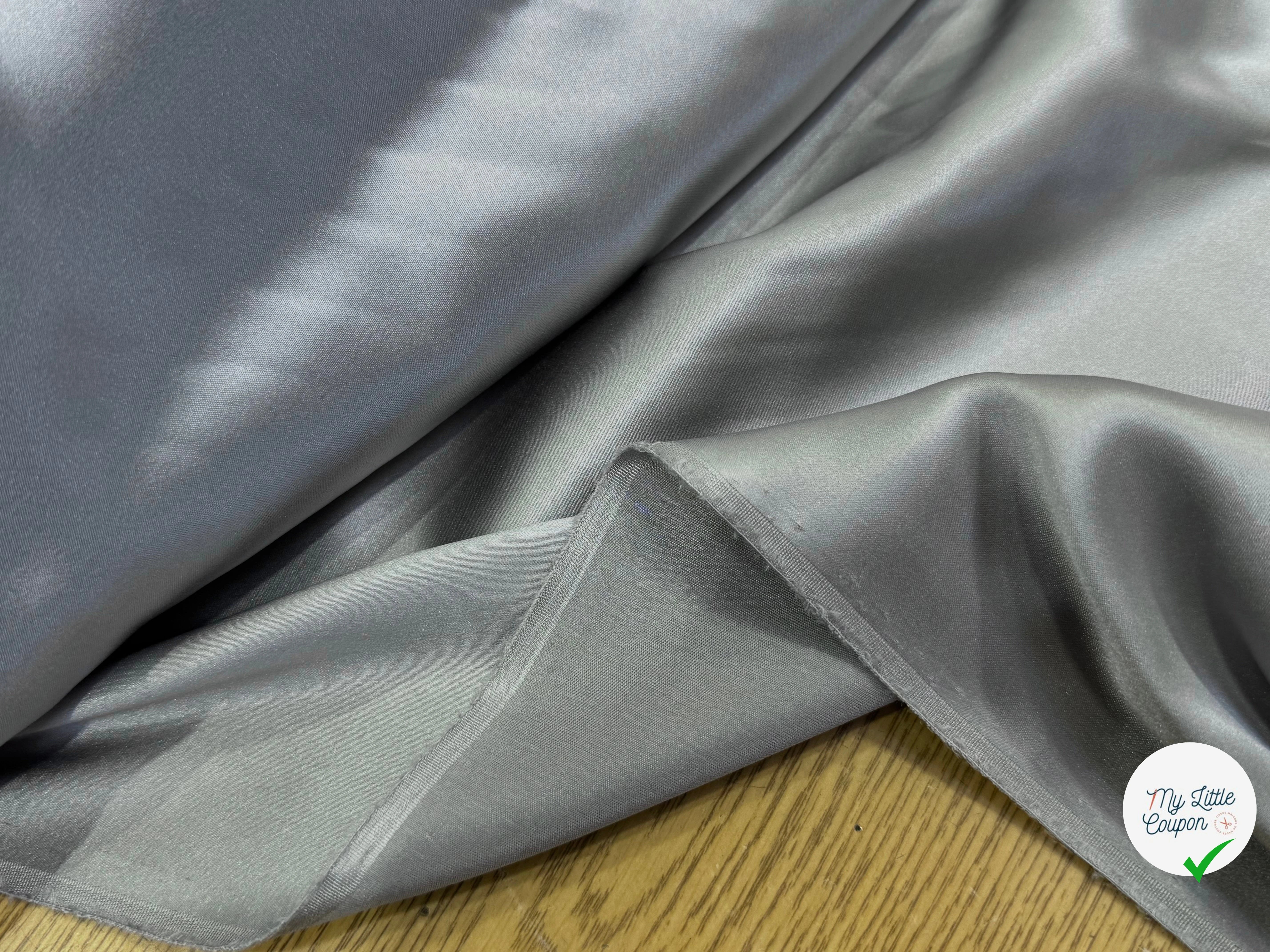 SATIN DE SOIE STRETCH GRIS ACIER FLUIDE 100 DE LAIZE - My Little Coupon