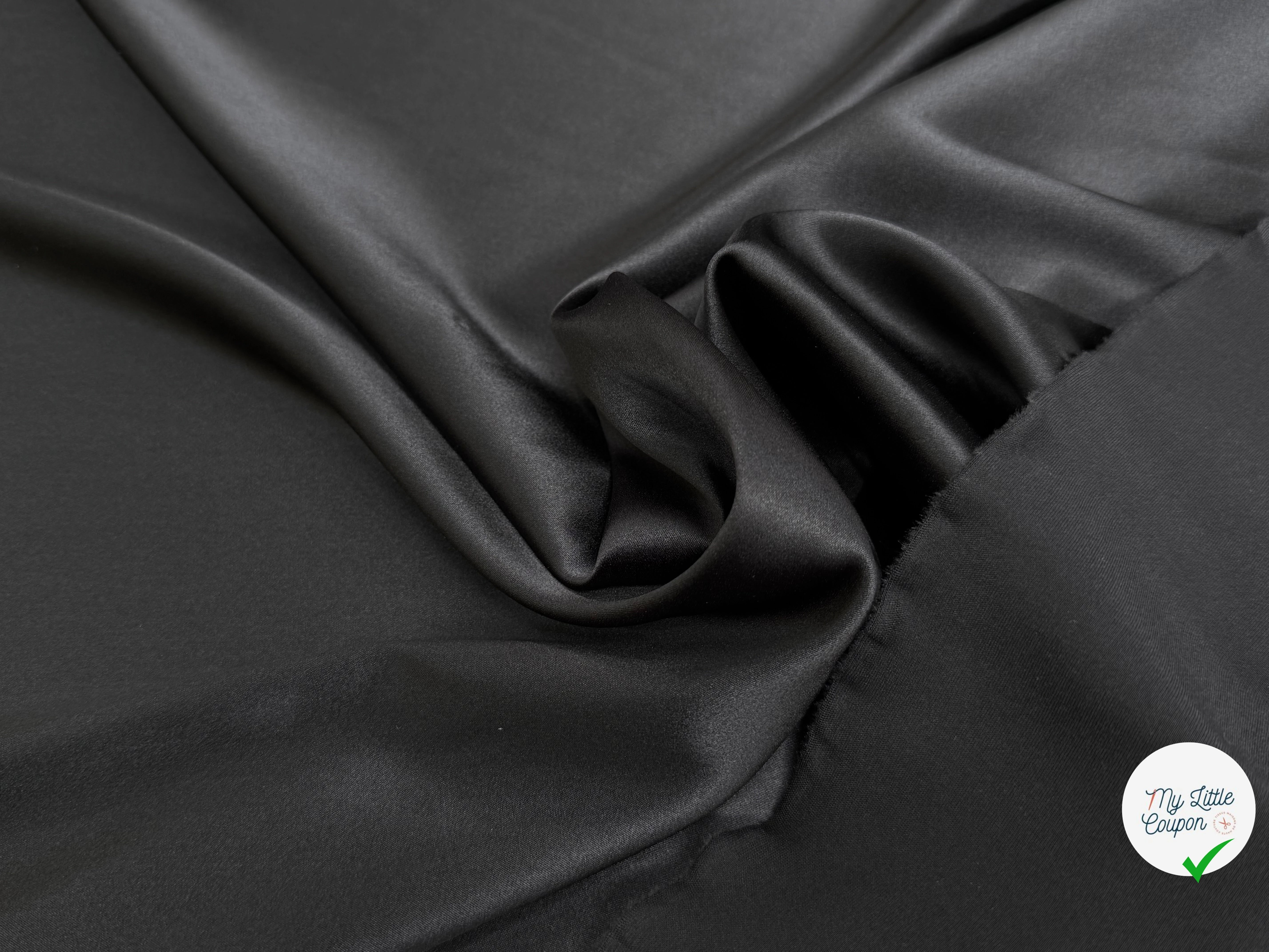 SATIN DE SOIE ULTRA STRETCH LAIZE 100 NOIR ET 96% SOIE - My Little Coupon