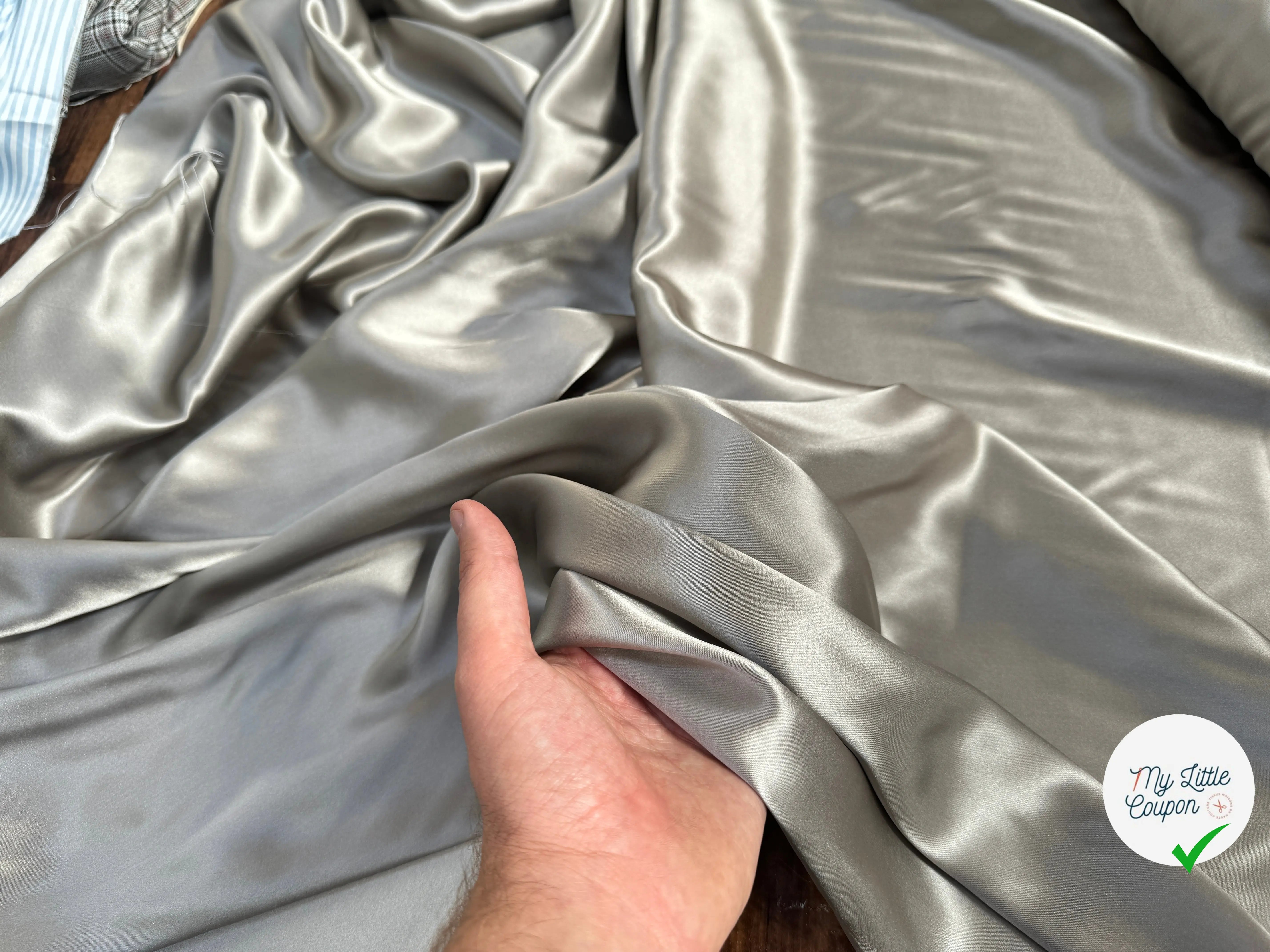 SATIN DE SOIE UNI BEIGE PABLO - My Little Coupon