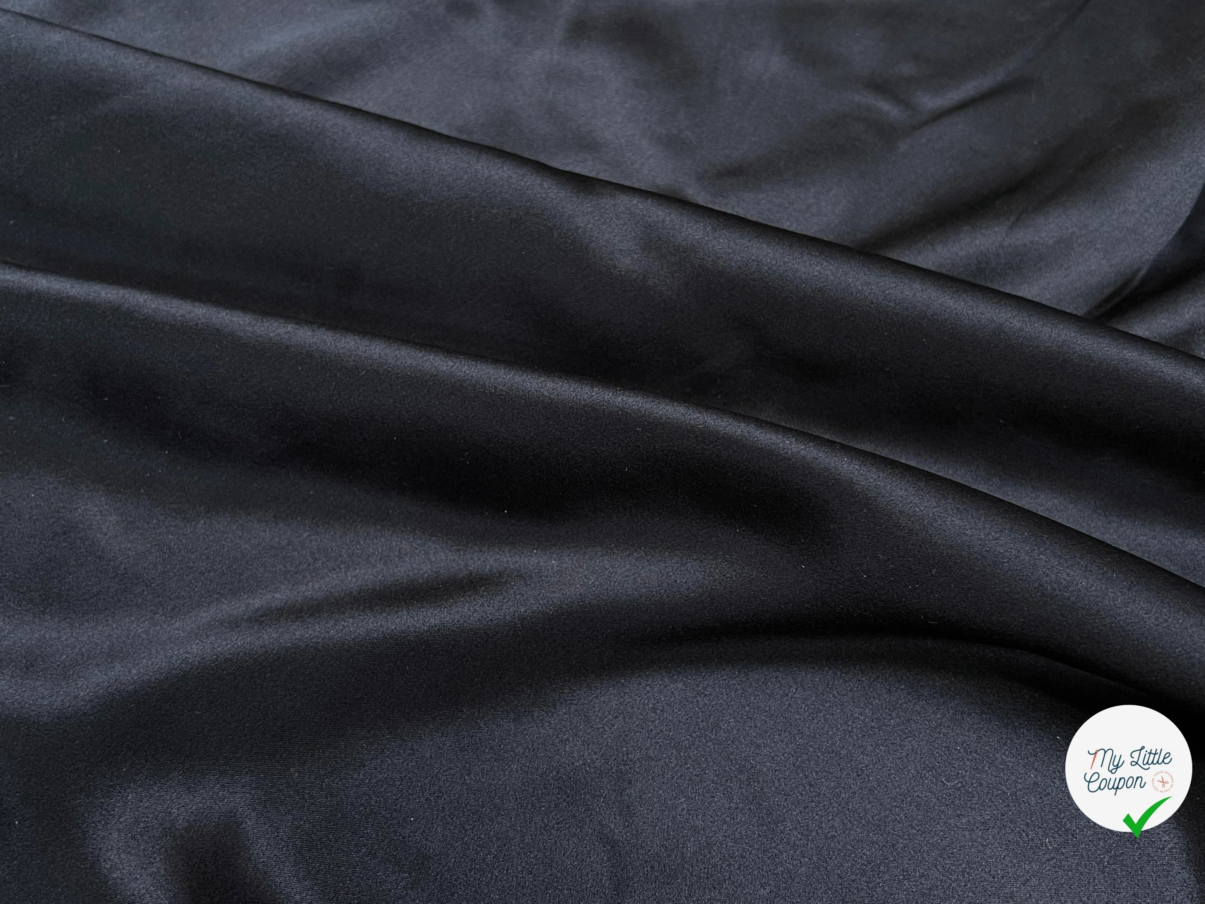 SATIN DE SOIE UNI NOIR SAIVANA 100% SOIE FLUIDE - My Little Coupon