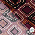 SATIN DE VISCOSE IMPRIMÉ RÉTRO BORDEAUX - endroit et envers