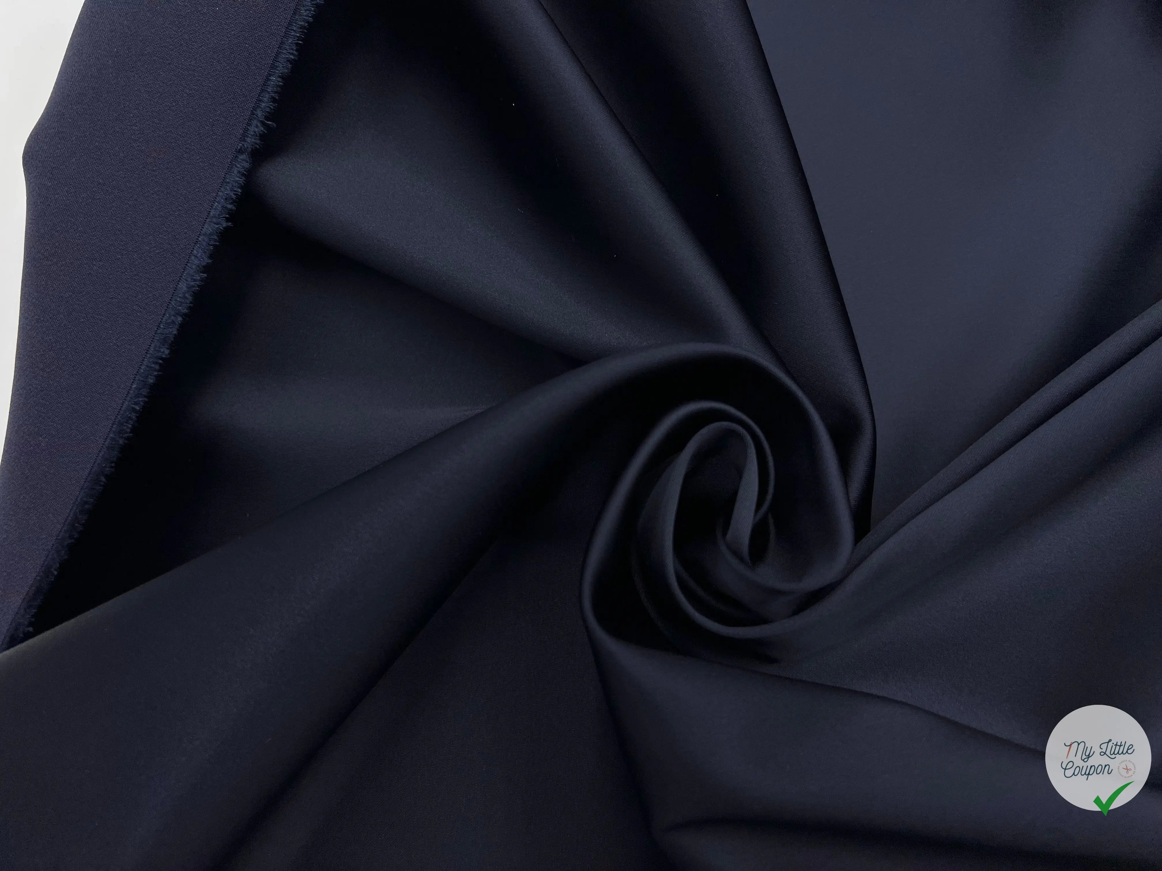 SATIN DUCHESSE EXTENSIBLE MARINE - My Little Coupon - tissu - coudre
