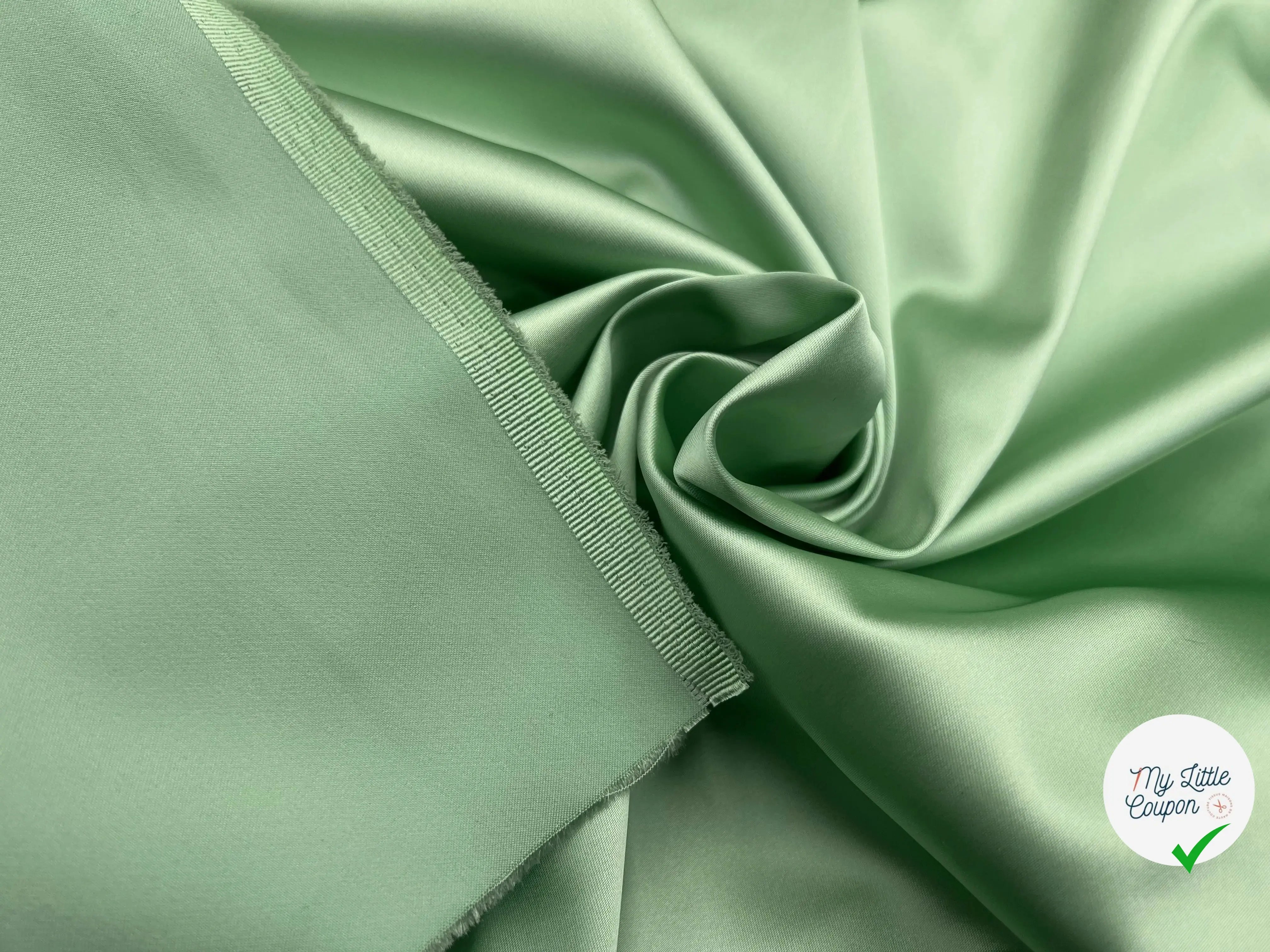 SATIN DUCHESSE EXTENSIBLE VERT AMANDE - My Little Coupon - tissu - coudre